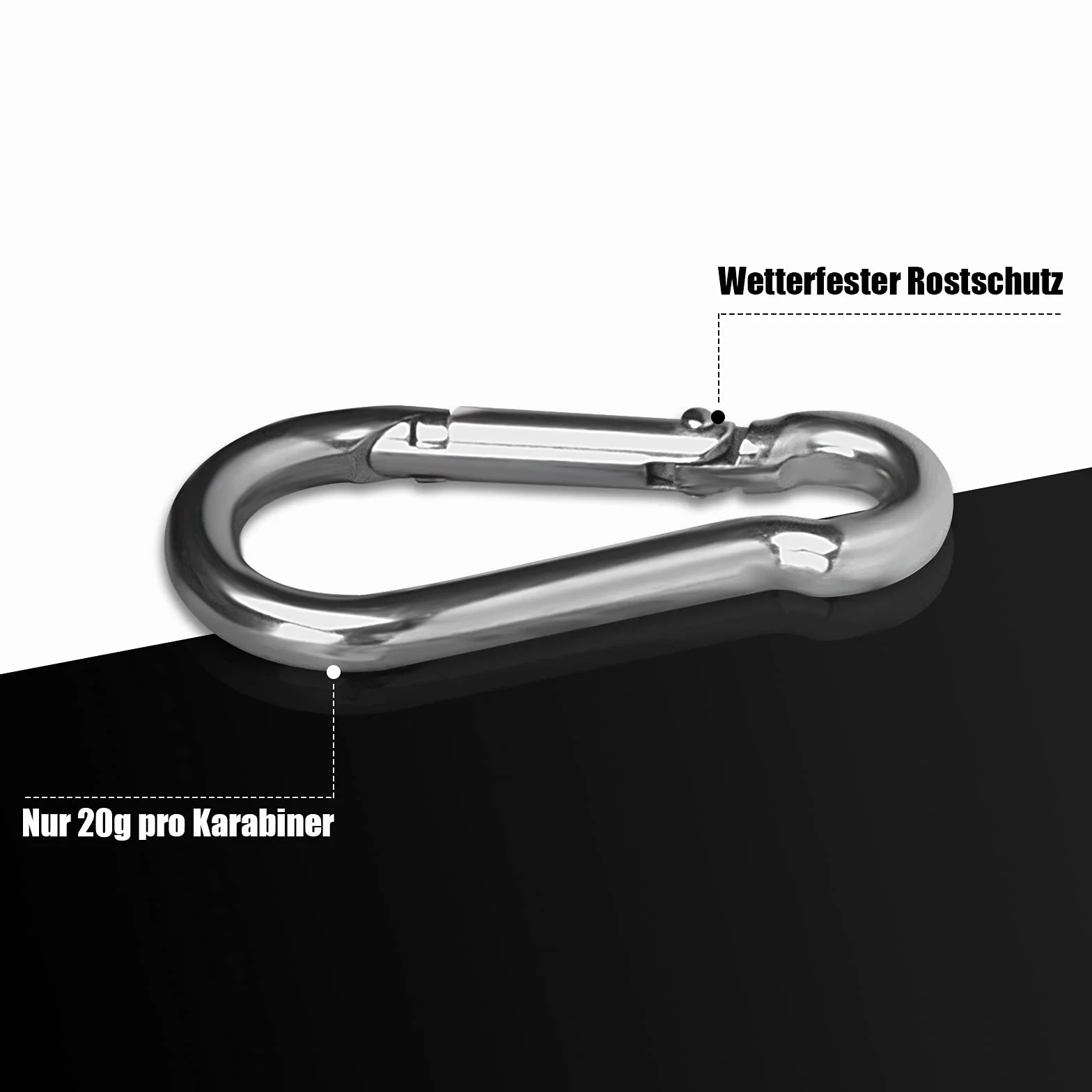 Moschettoni in Acciaio Inox 304 50mm x 5mm con Chiusura a Scatto 10pcs