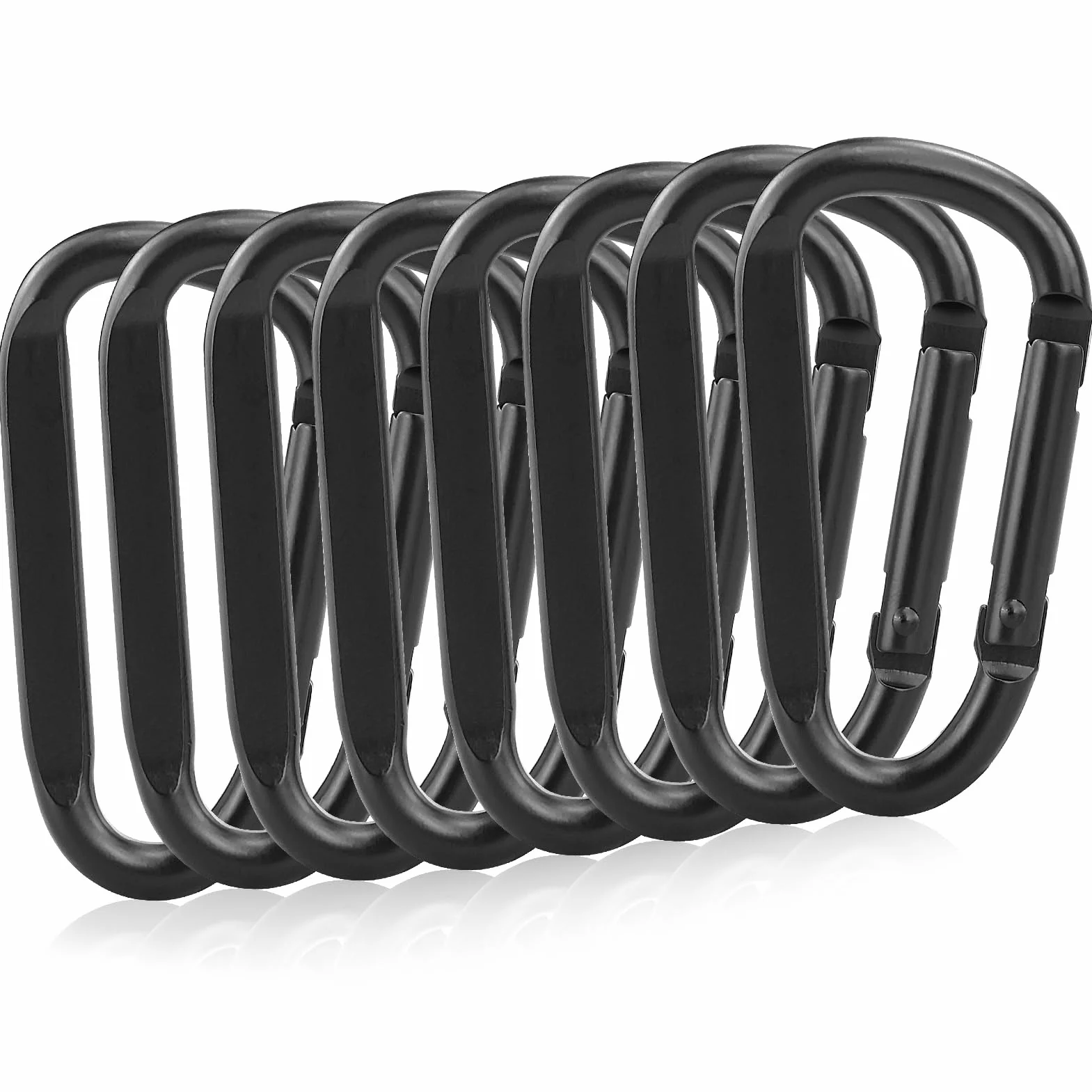 Moschettone in Alluminio a Vite da 6,7 cm - Set Gancio a D con Anello Portachiavi - Nero