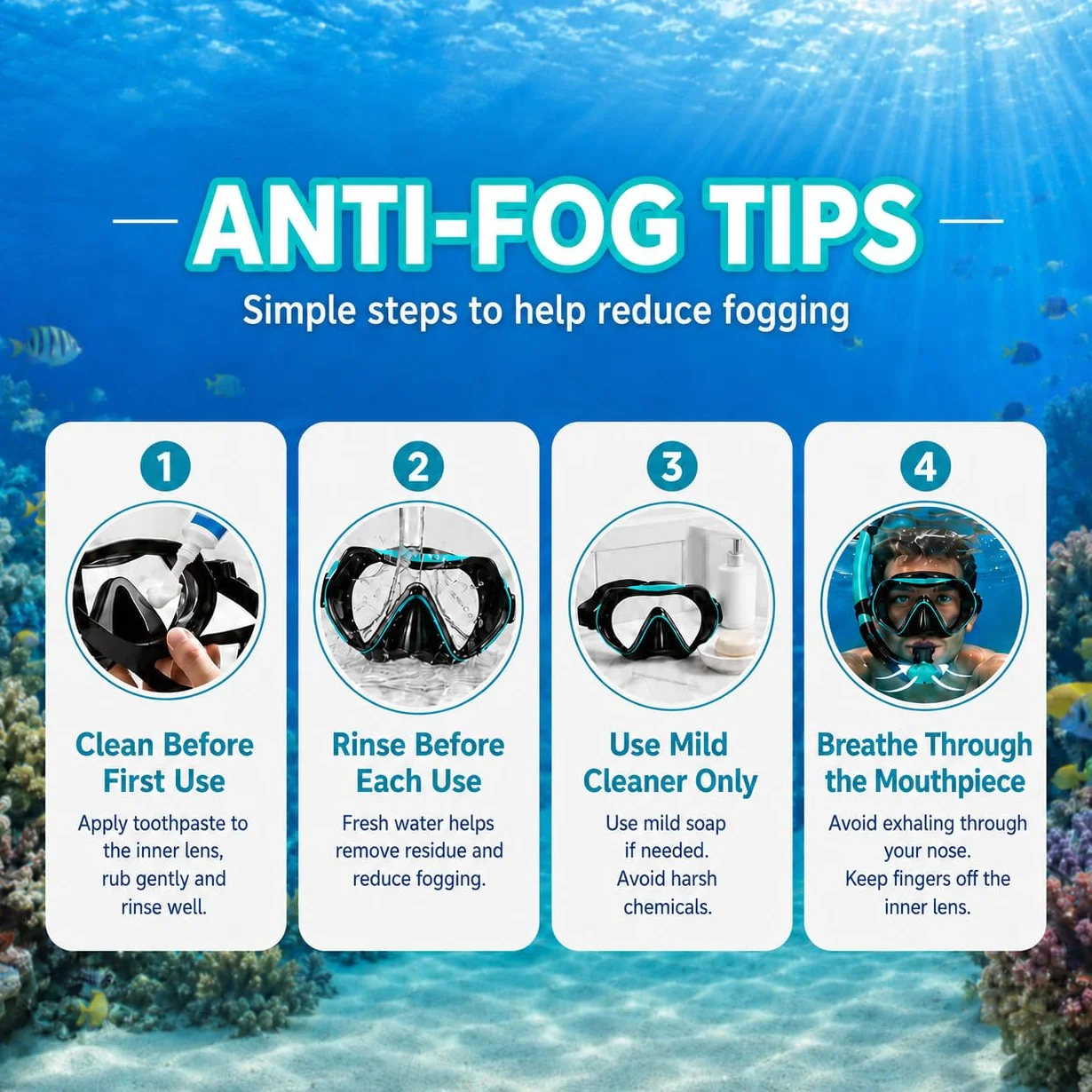 Maschera Snorkeling, Maschera Subacquea Adulti con Maschera e Boccaglio Snorkeling, Maschera per Immersioni Anti-Nebbia & Anti-Perdite Panoramica 180°, Set per Snorkeling Adulti per Donne e Uomo