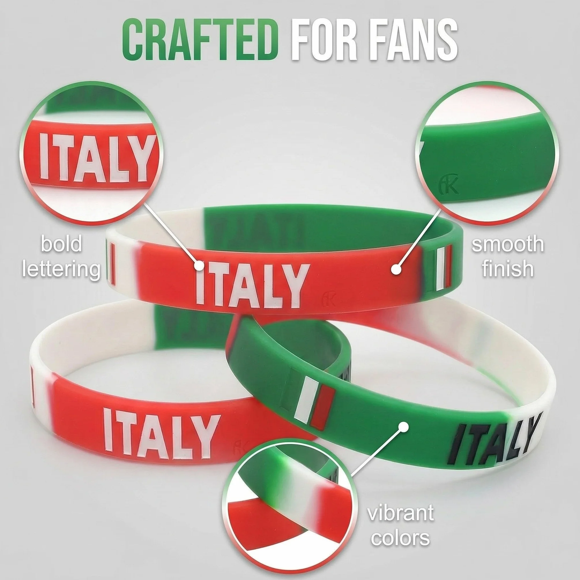 Set di 3 Braccialetti Italia in Silicone Blu, Braccialetto Nazionale Italiana per Tifosi di Calcio e Sport, Circonferenza 20cm, Accessori Unisex per Partite ed Eventi