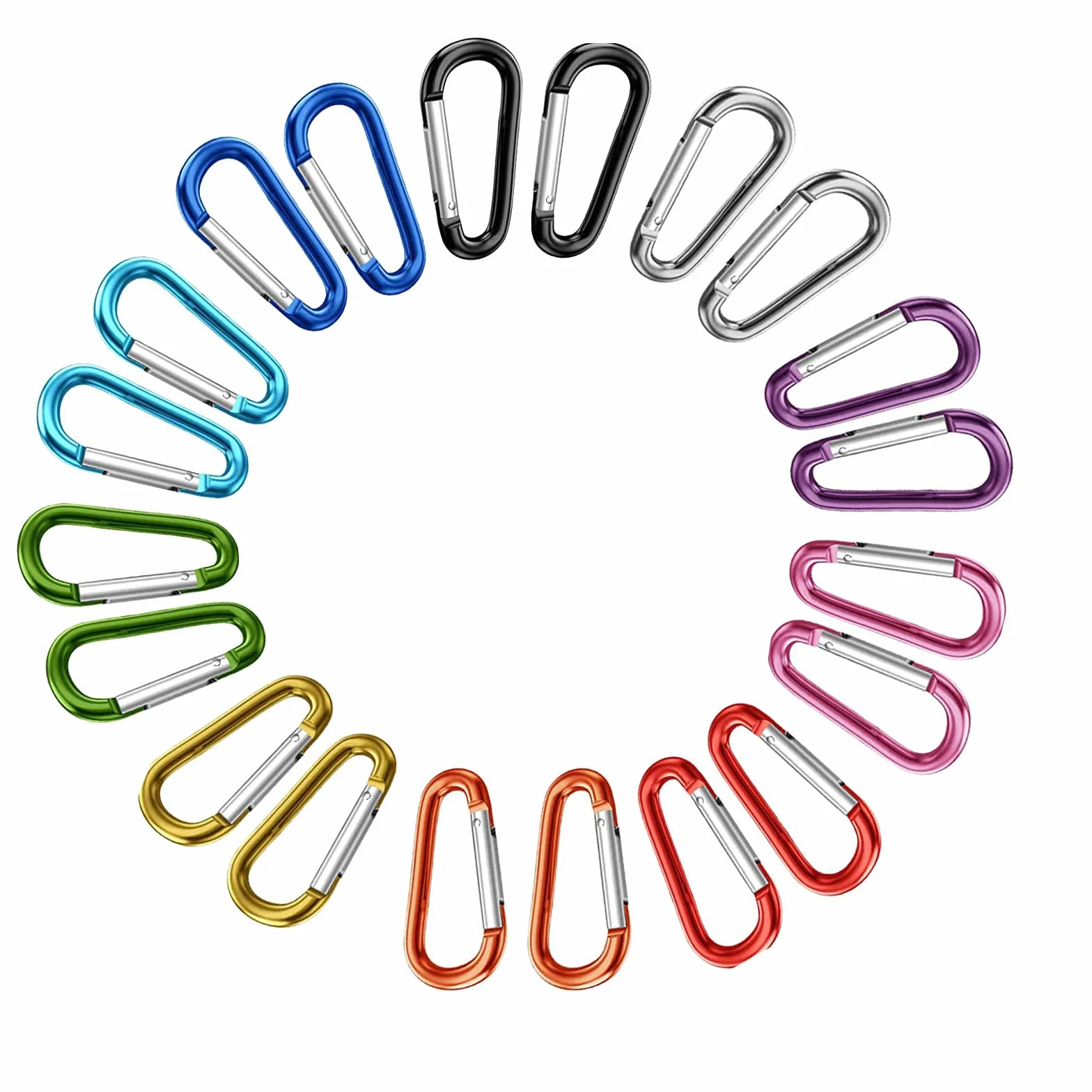 Moschettoni ad Anello a D 55 Pezzi Multicolore per Arrampicata Campeggio Pesca