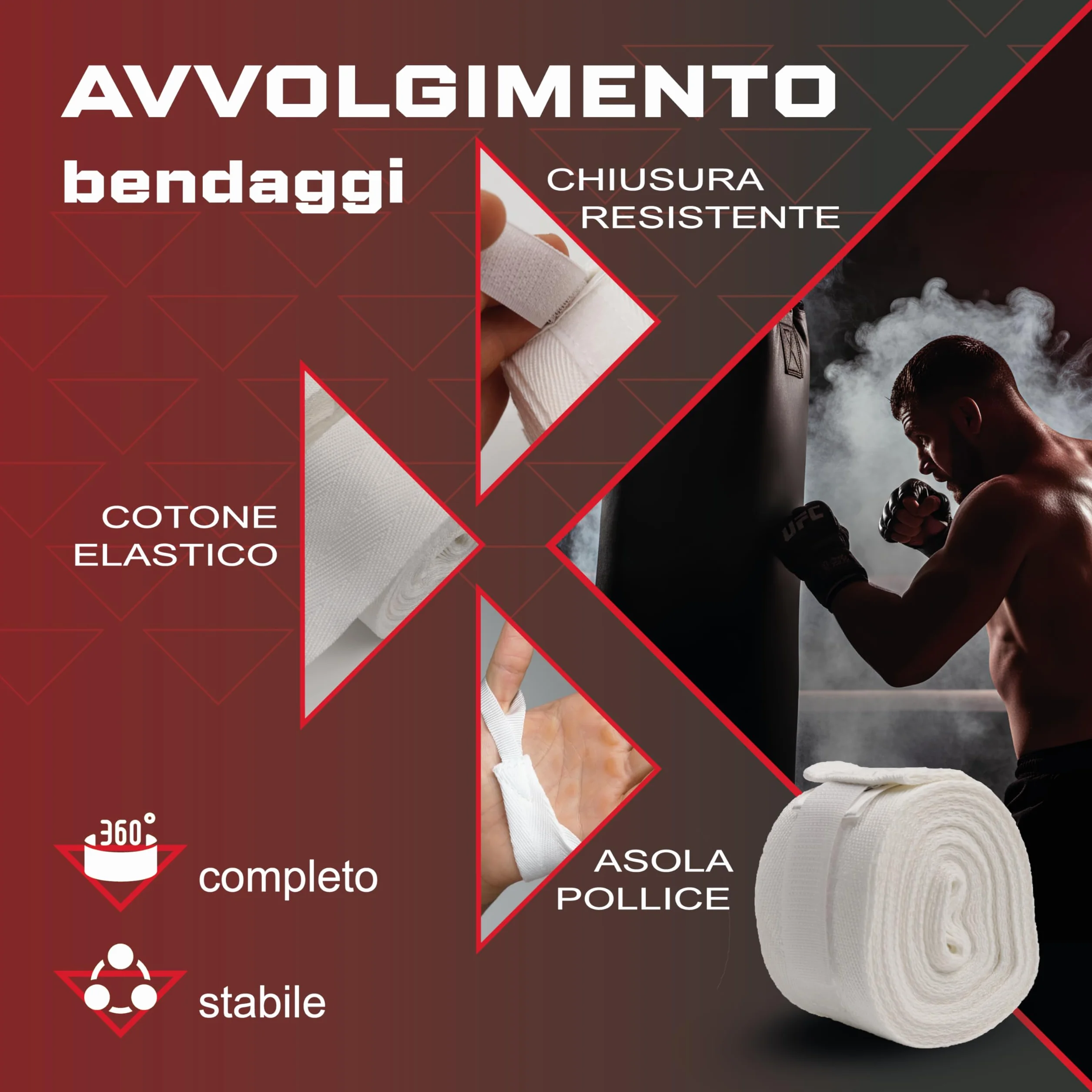 Fasce Boxe 5 Metri Bianche – Bendaggi da Pugilato Elastici con Asola per Pollice e Chiusura a Strappo, Set 2 Pezzi