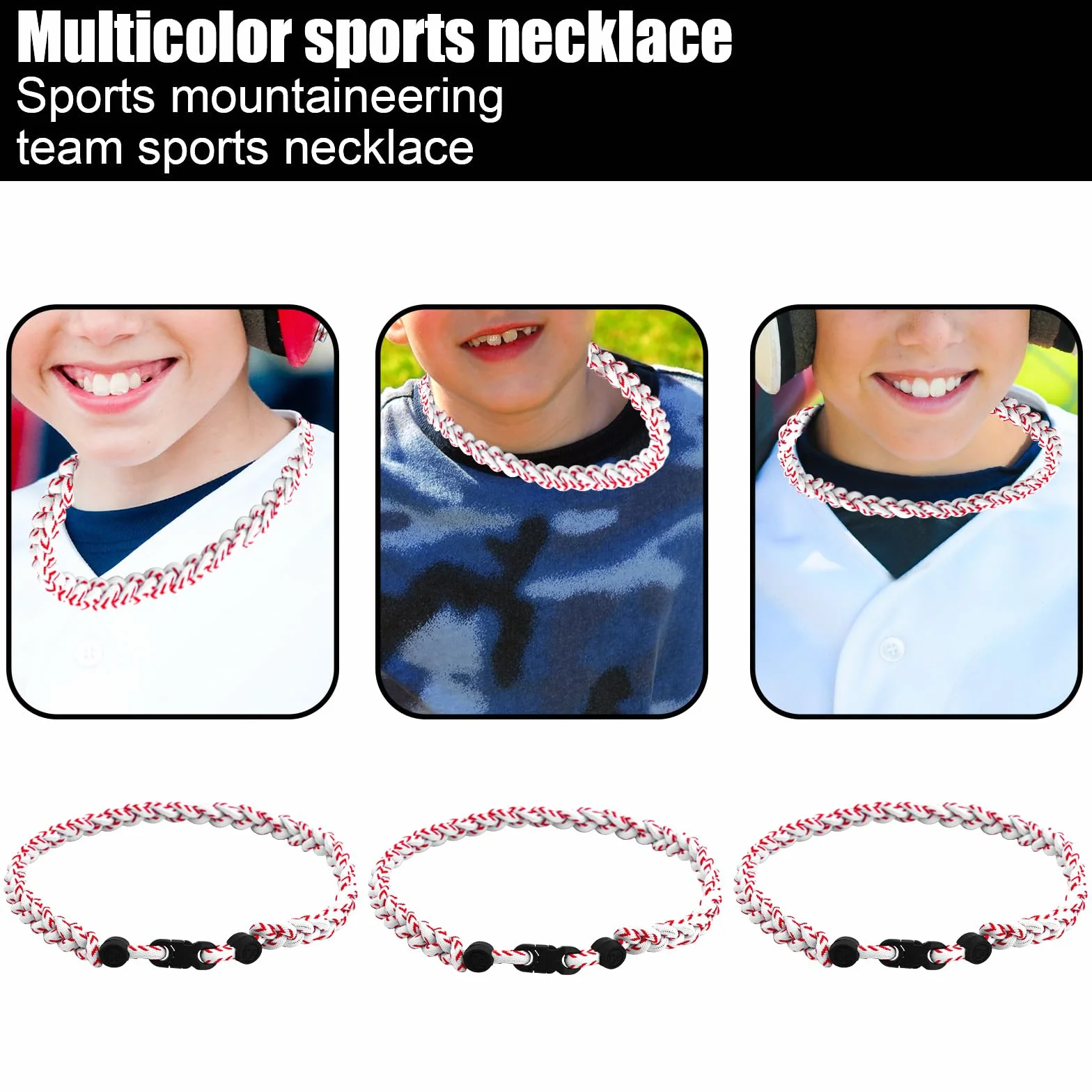 Mikovivi Collana Uomo Baseball Poliestere Intrecciata Sportiva Colori Diversi Accessori Tifosi Calcio Basket