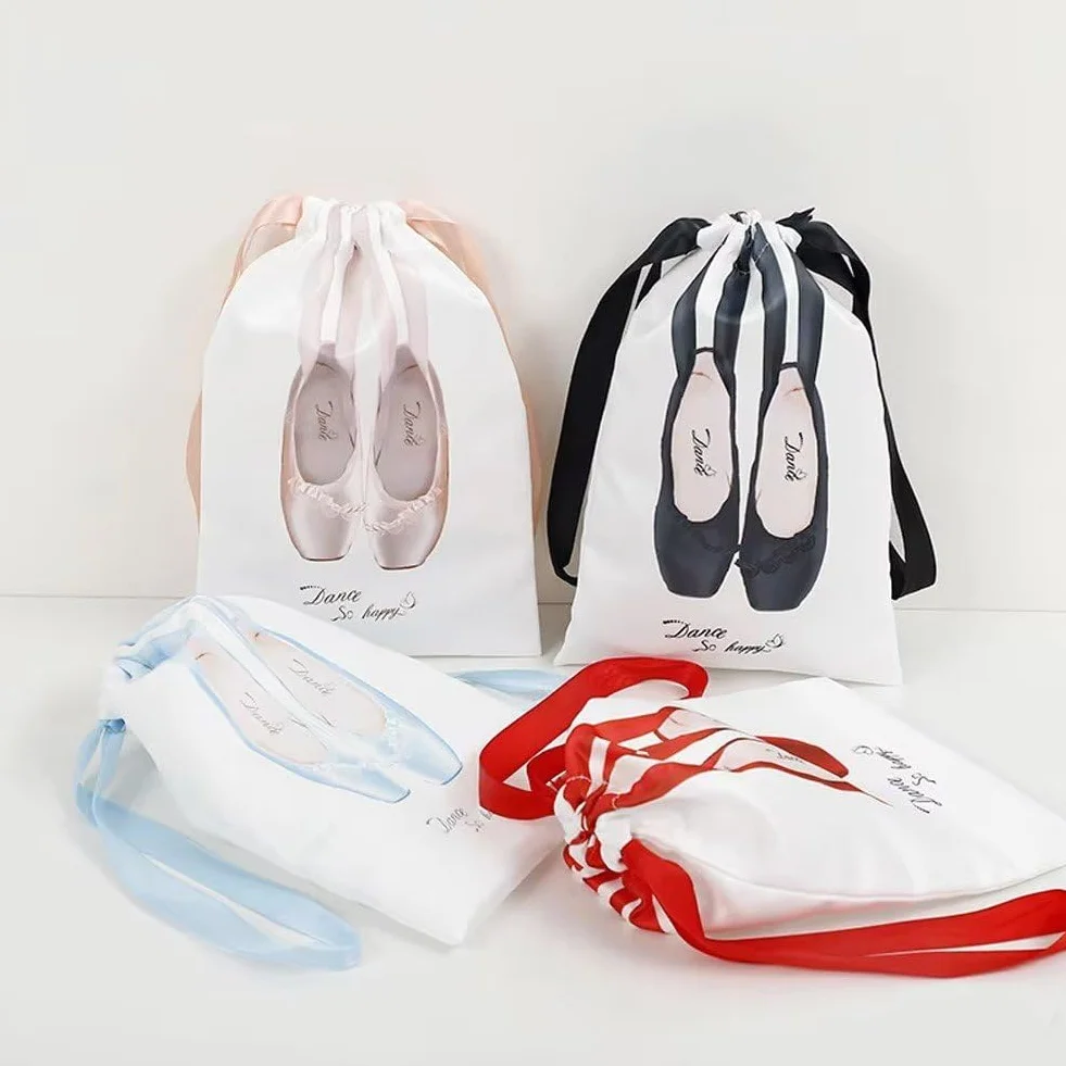 Borsa per Scarpe Punta in Raso Portatili con Coulisse per Danza e Accessori Sacca Multiuso