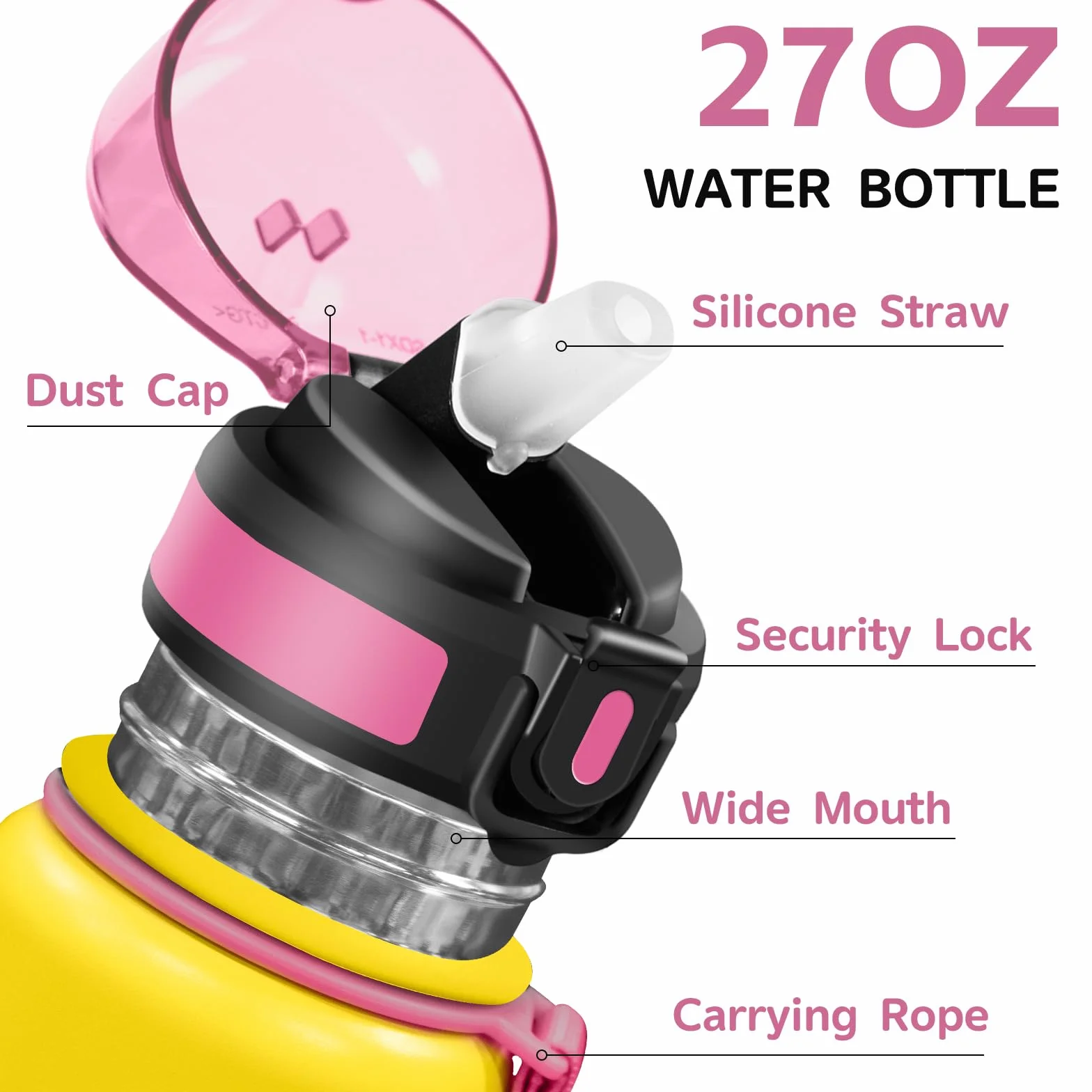 Borraccia Termica 750 ml Acciaio Inossidabile 18/8 Senza BPA con Cannuccia Senza Perdite per Campeggio Scuola Ufficio Viaggio