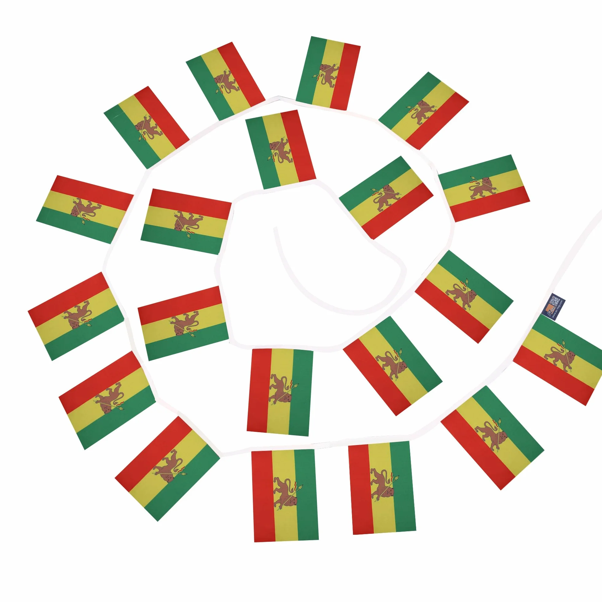 AZ FLAG Ghirlanda 6 Metri 20 Bandiere Etiopia Con Leone 21x15cm, Bandiera Etiope 15 x 21 cm - Festone Bandierine