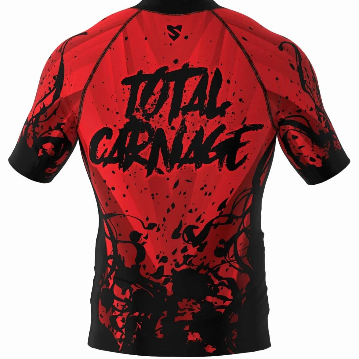 SMMASH Camicia Funzionale Uomo Rashguard Camicia Sportiva A Maniche Corte MMA Thaibox Muay Thai Kickboxing Traspirante Resistente All'Abrasione
