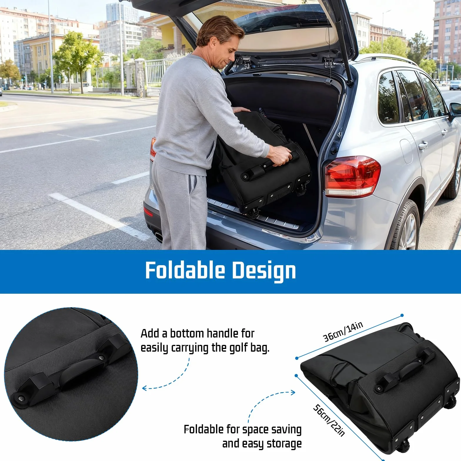 Custodie da viaggio da Golf con Ruote, Valigia da Golf in Tessuto Oxford 900D Impermeabile e Spessa con Borsa per la Pulizia Delle Palline.