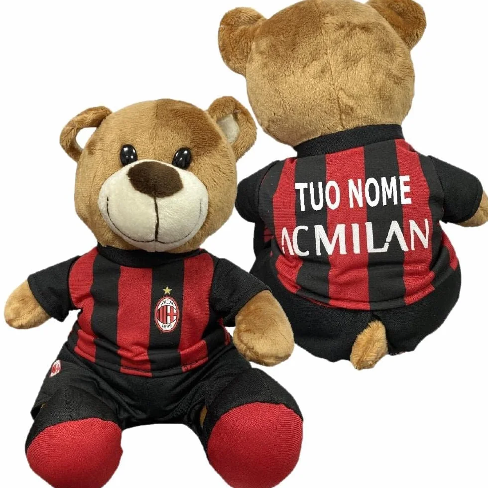 Peluche Orso Ac Milan Mascotte Orsetto | Disponibile in 2 Misure 16 o 23 cm | Personalizzabile Con Nome PS 10901