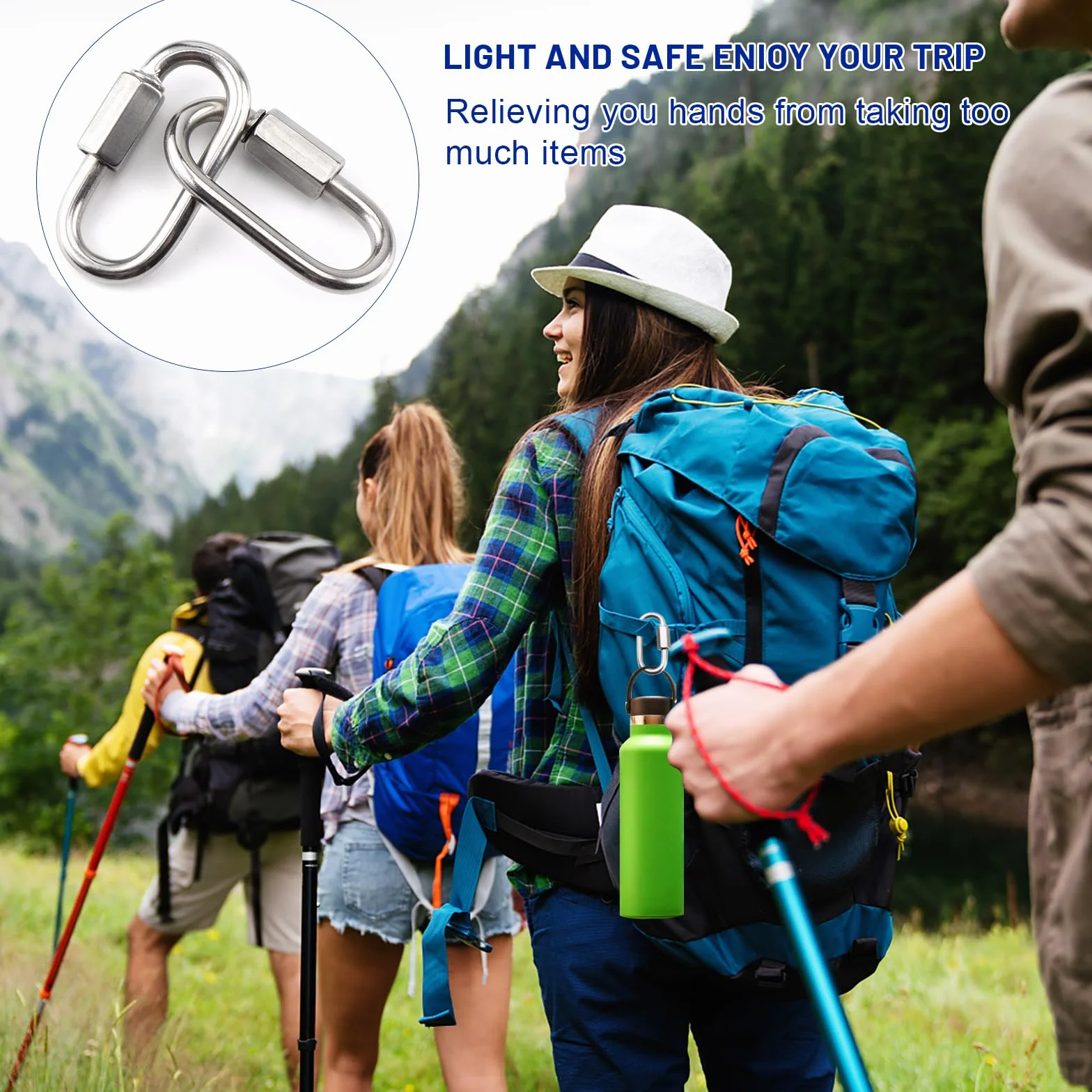Moschettone a Vite M6 Acciaio Inox 304 Connettori con Chiusura Avvitabile per Outdoor Biciclette Imbracature Fai da Te