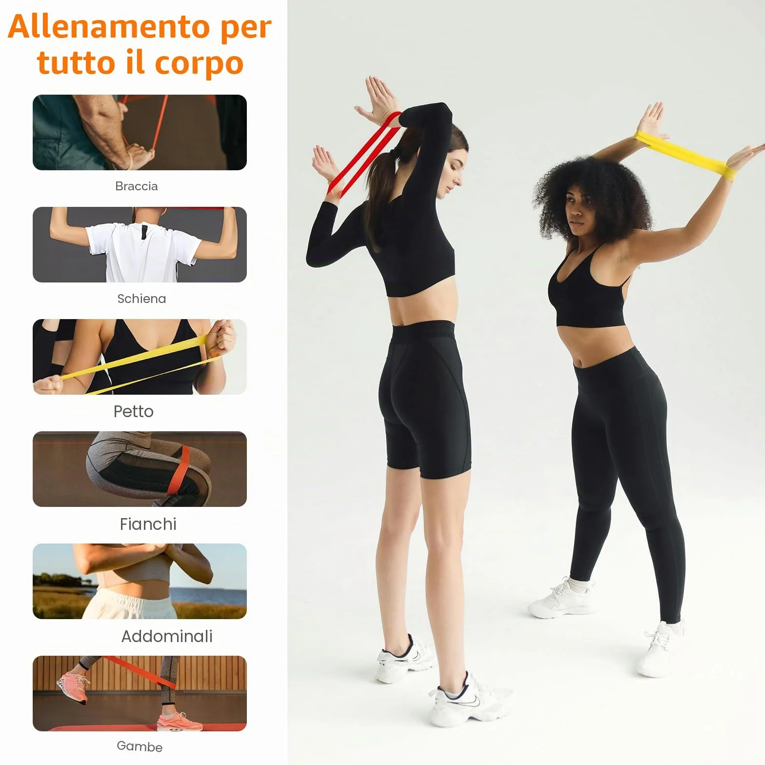 GRIFEMA GA5001 Elastici per Bodybuilding, 5 Livelli di Resistenza, per Yoga, Pilates e Allenamento di Forza