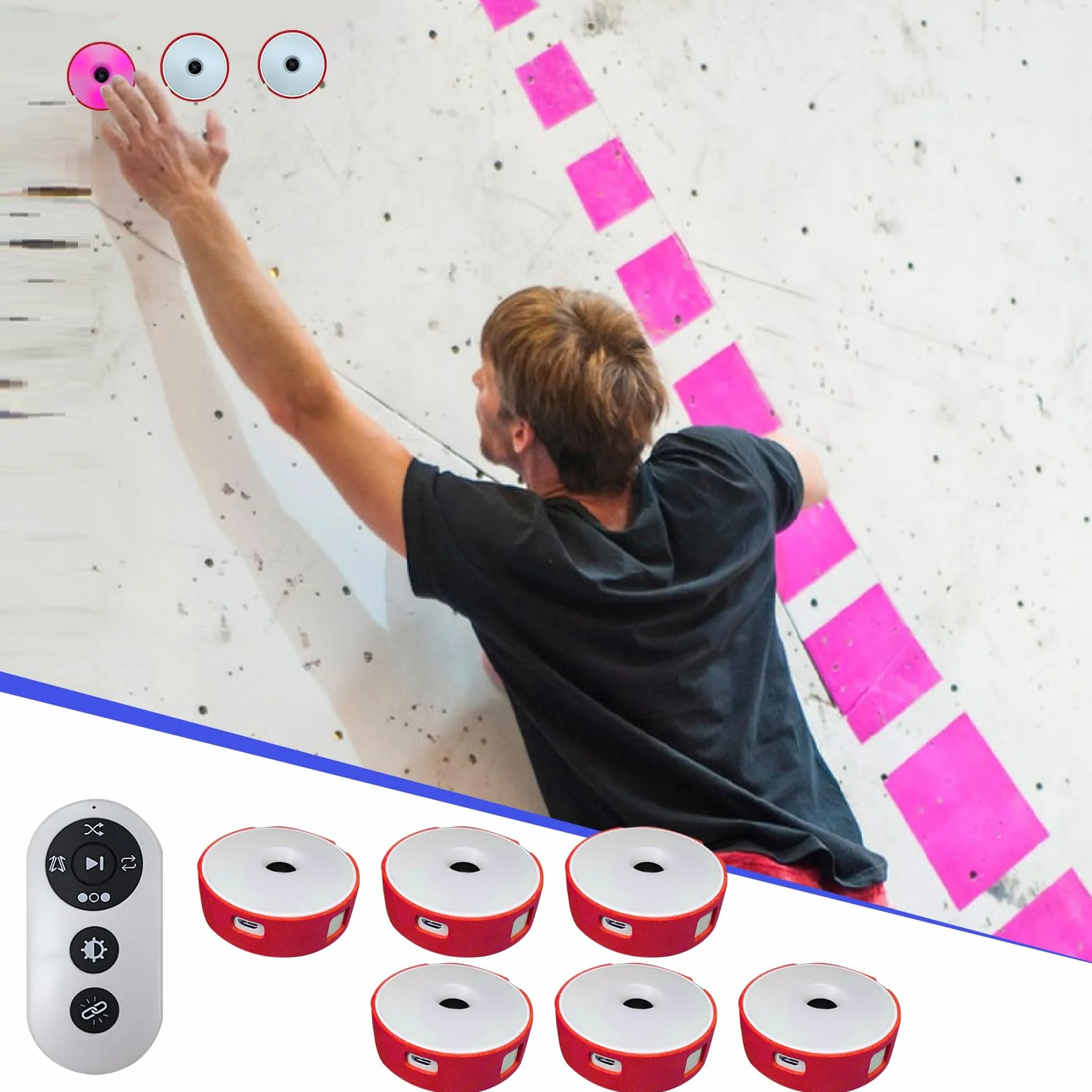 Luci di Allenamento di Reazione 4 Colori Set Lampade Allenamento Agile 4 Modalità Controllo Remoto Ricarica USB