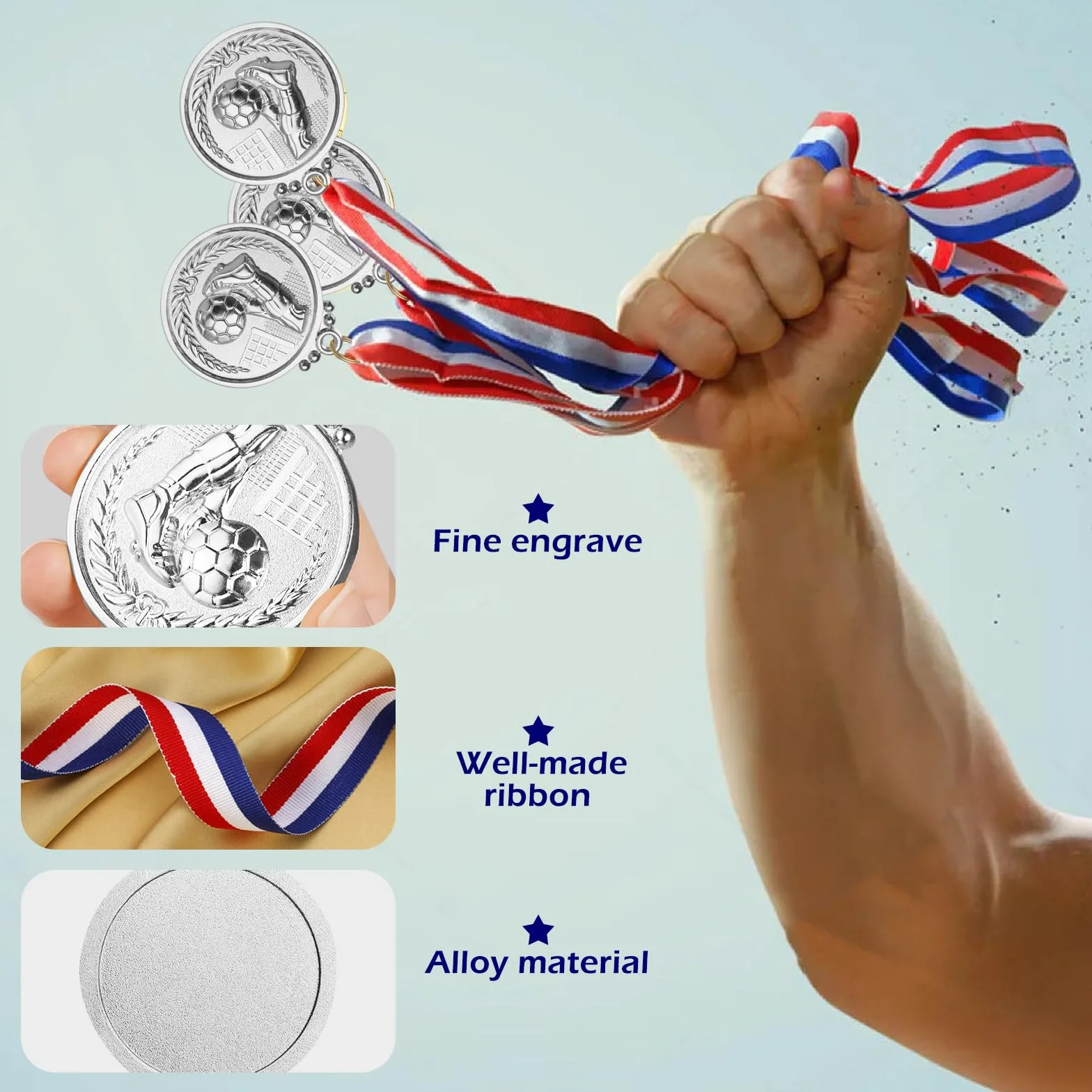 Medaglie d'oro 12pz per Bambini Studenti Giocatore Atleta in Metallo con Nastro Collo Vincitore Concorso Sport Festa