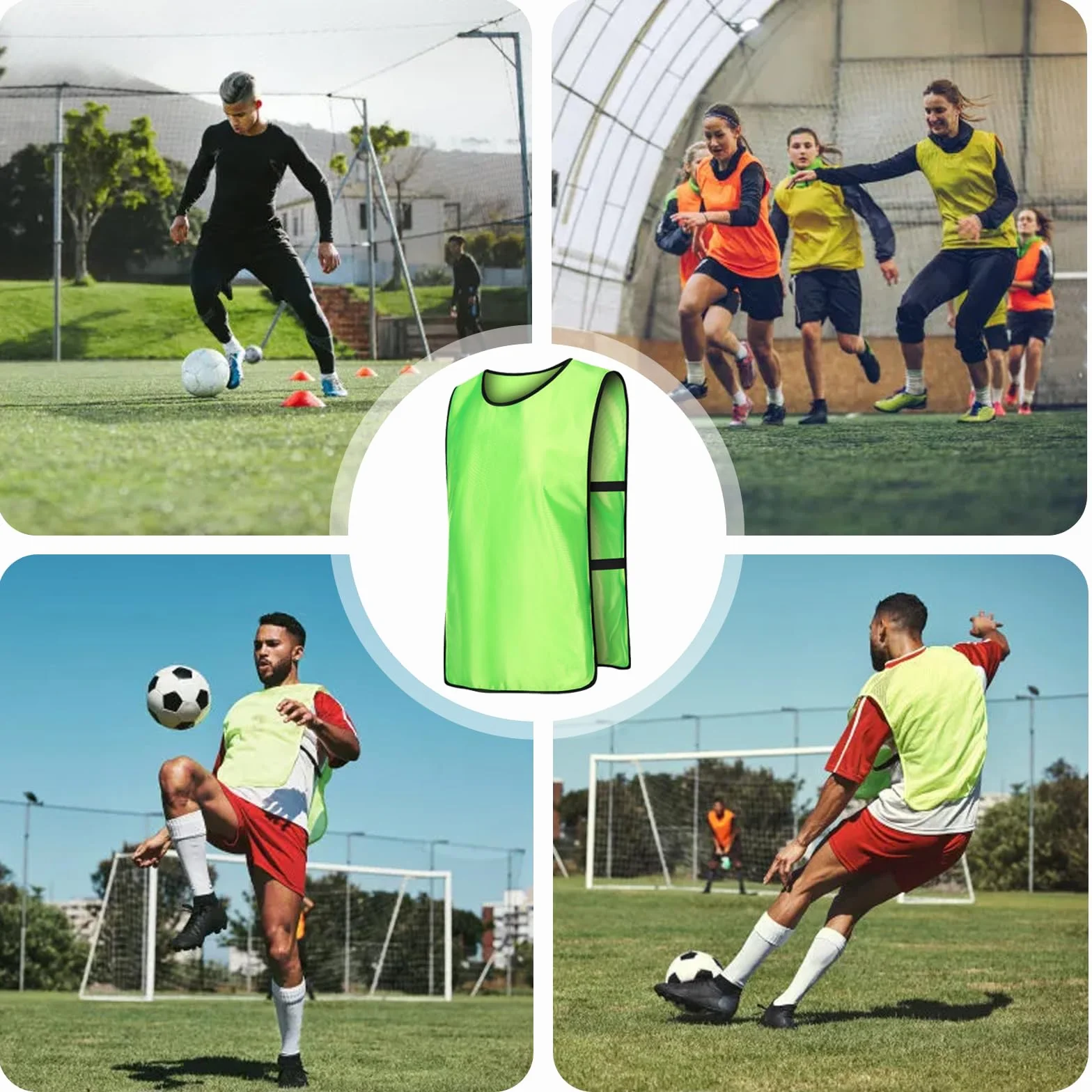 Pettorine Da Calcio GBKDQQ 47x70 cm Set Da 12 per Allenamento Basket Netball Rugby Verde Fluorescente