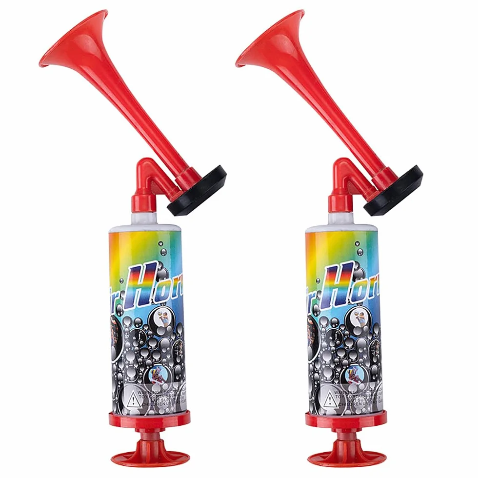 Tromba da Stadio 2 Pezzi, Trombetta Forte, Corno da Stadio, Fanfare Air Horn per Feste, Partite di Calcio, Eventi Sportivi Rosso