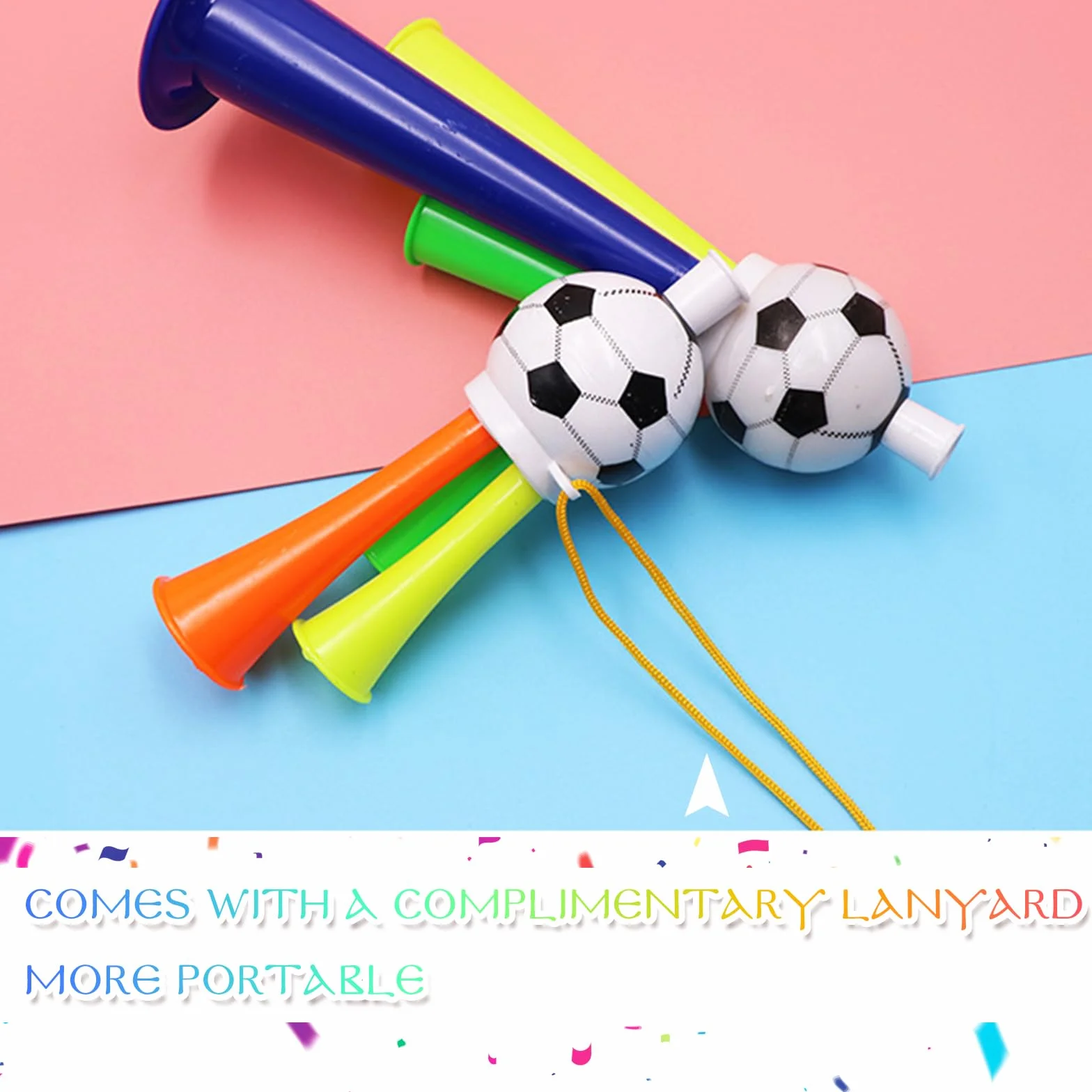 OHAANYY Set di 3 Vuvuzela Professionali per Tifosi, 3 Misure (S/M/L) con Corda, Plastica, per Adulti
