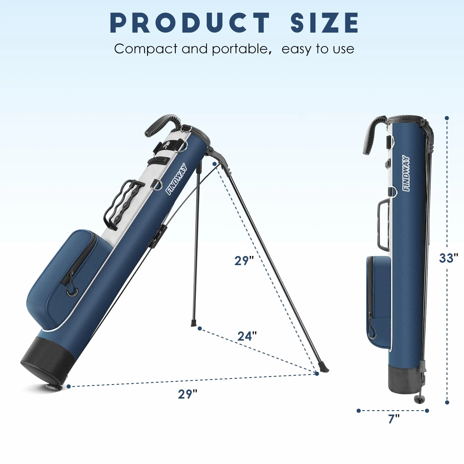 Findway Borsa Leggera da Golf con Tracolla, Facile da Trasportare e Resistente, Adatta per il Campo Pratica, Percorso Par 3 e Campi Esecutivi, Altezza 31,5 Pollici