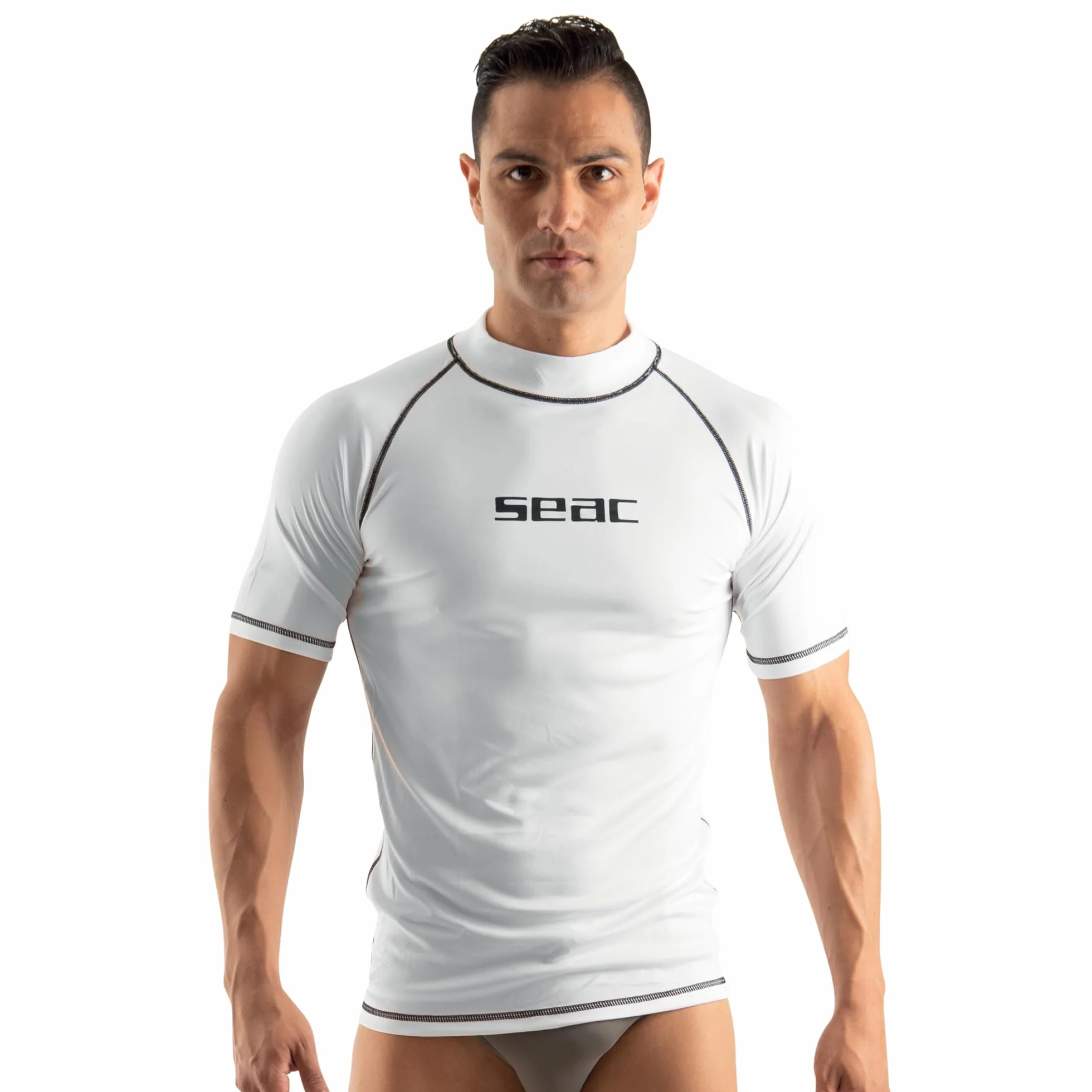Seac T-Sun Short Man, Maglia Protettiva Rash Guard per Snorkeling e Nuoto Anti UV
