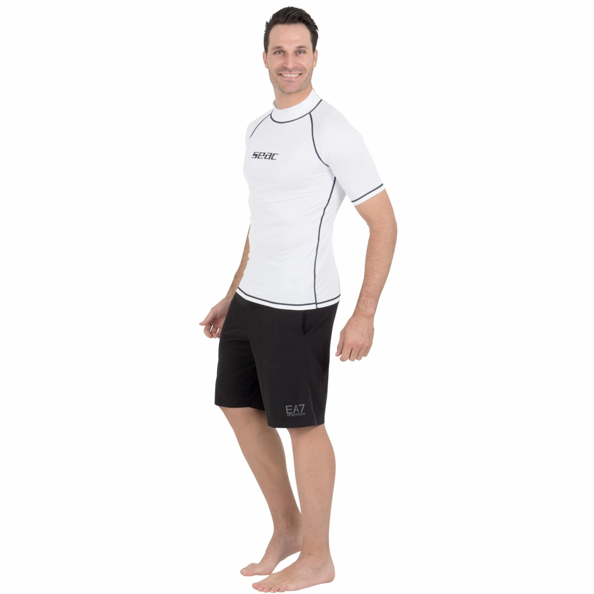 Seac T-Sun Short Man, Maglia Protettiva Rash Guard per Snorkeling e Nuoto Anti UV