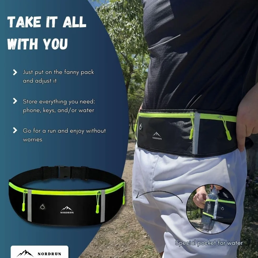 Marsupio Running Impermeabile Uomo Donna per Corsa Sport Trekking Fitness Jogging Cintura Palestra Cellulare