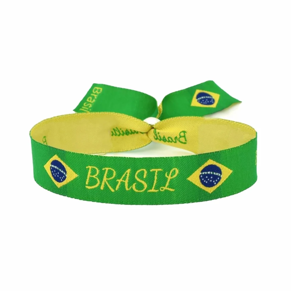 Bracciale in tessuto Bandiera del Brasile Regolabile Verde-Amarela
