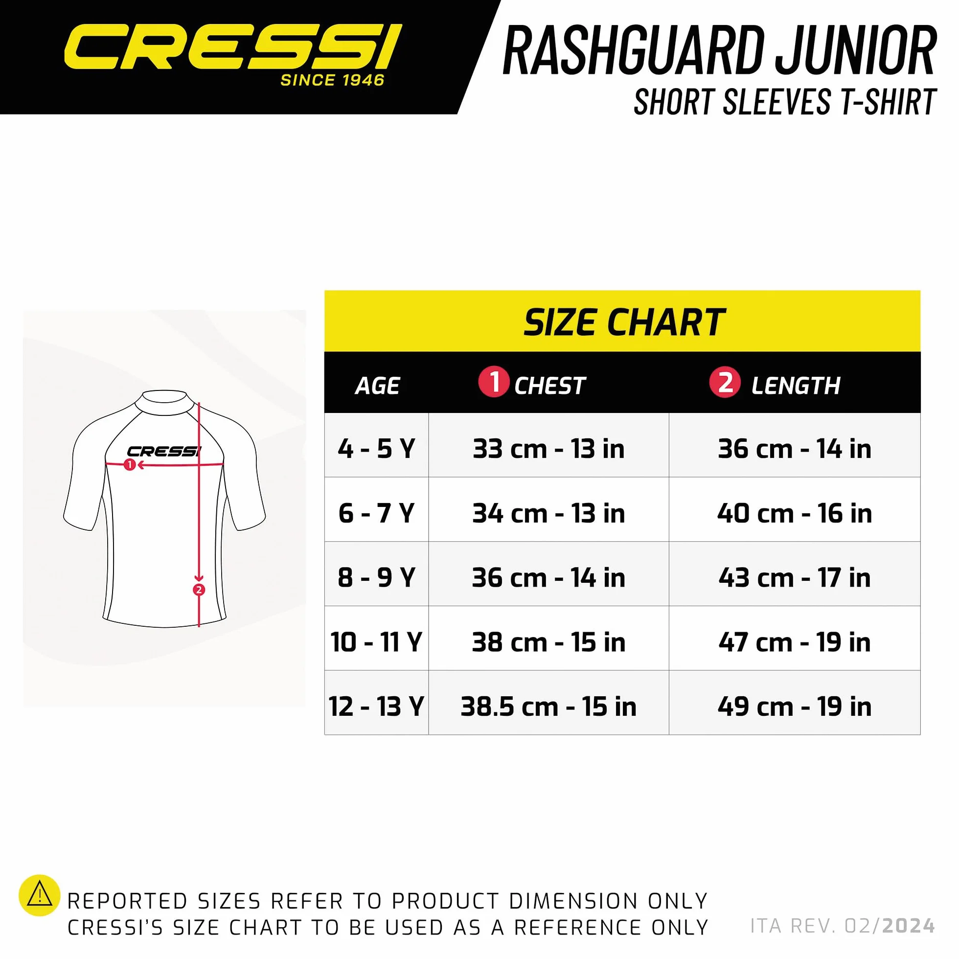 Cressi Rash Guard Junior - Maglia Protettiva Maniche Lunghe/Corte in Speciale Tessuto Elastico - Protezione Solare UV (UPF) 50+