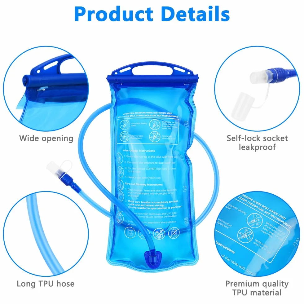 Flintronic Sacca Idrica a Prova di Perdite Serbatoio Acqua Senza BPA con Tubo Coibentato per Escursionismo Campeggio Ciclismo