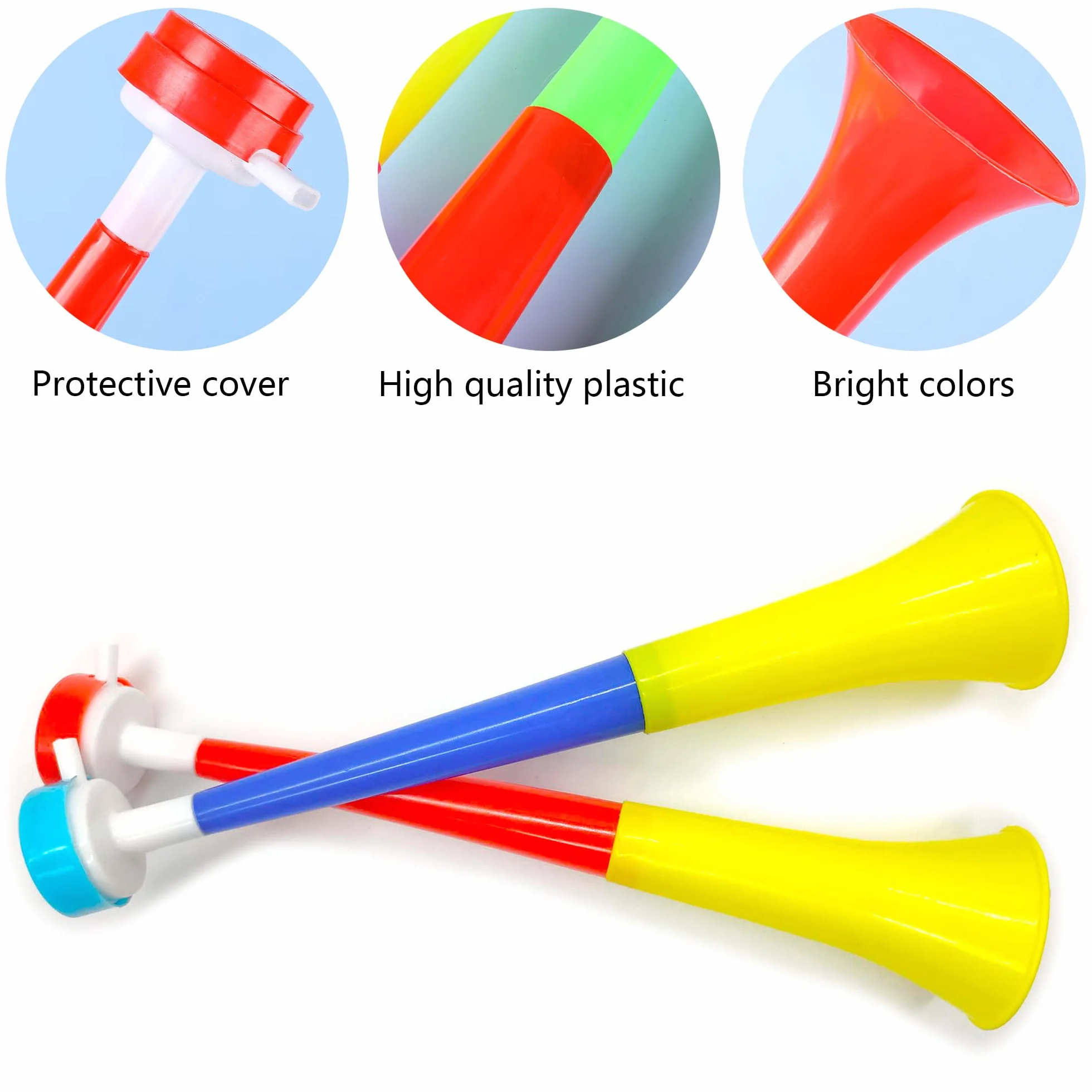 Vuvuzela Tröte Fanfara Calcio Tromba Plastica Molto Forte Krachmacher Horn Fan Stadio Partita Calcio 2 PCS