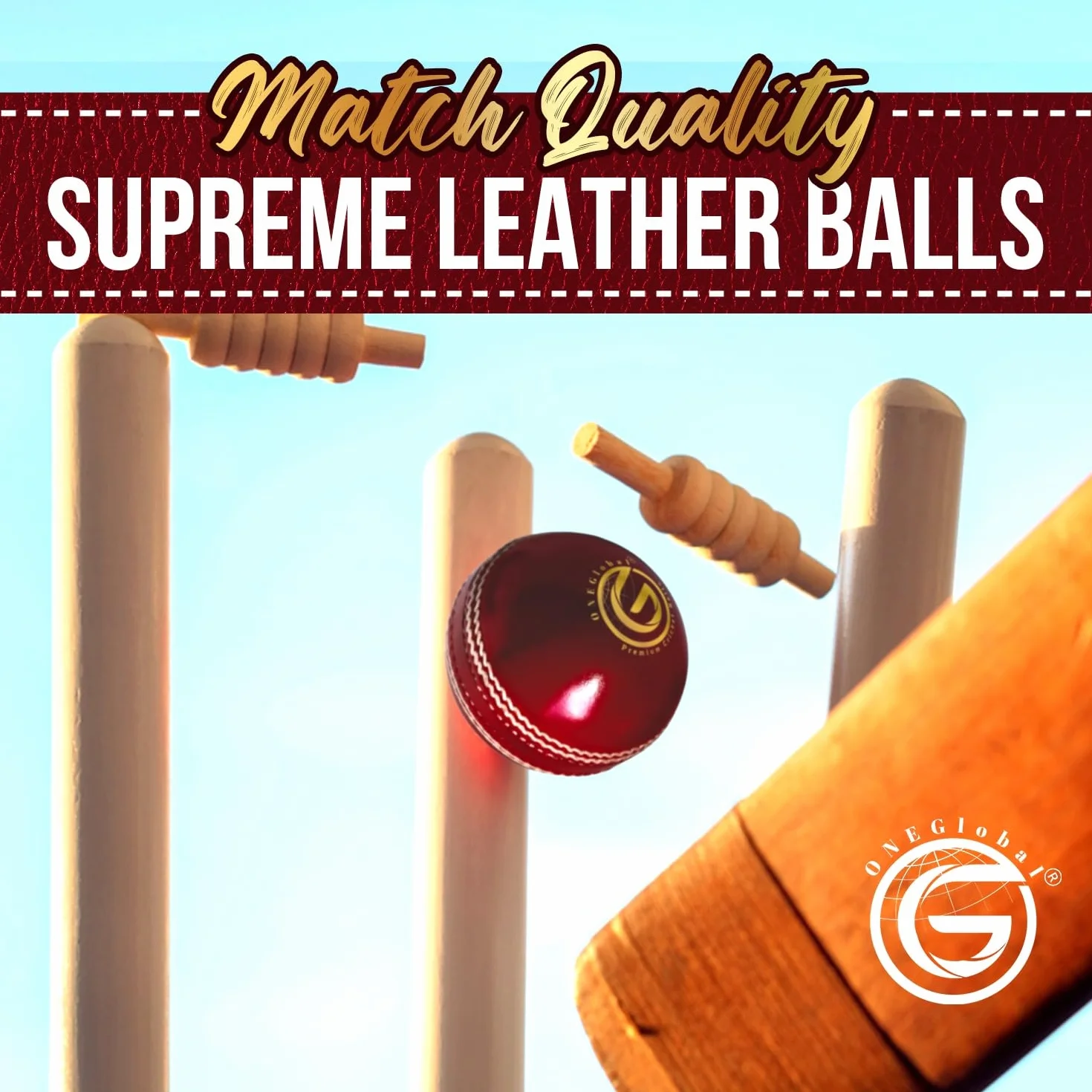 Palla da cricket in pelle Supreme 100% cucita a mano 156 g 5,5 oz impermeabile