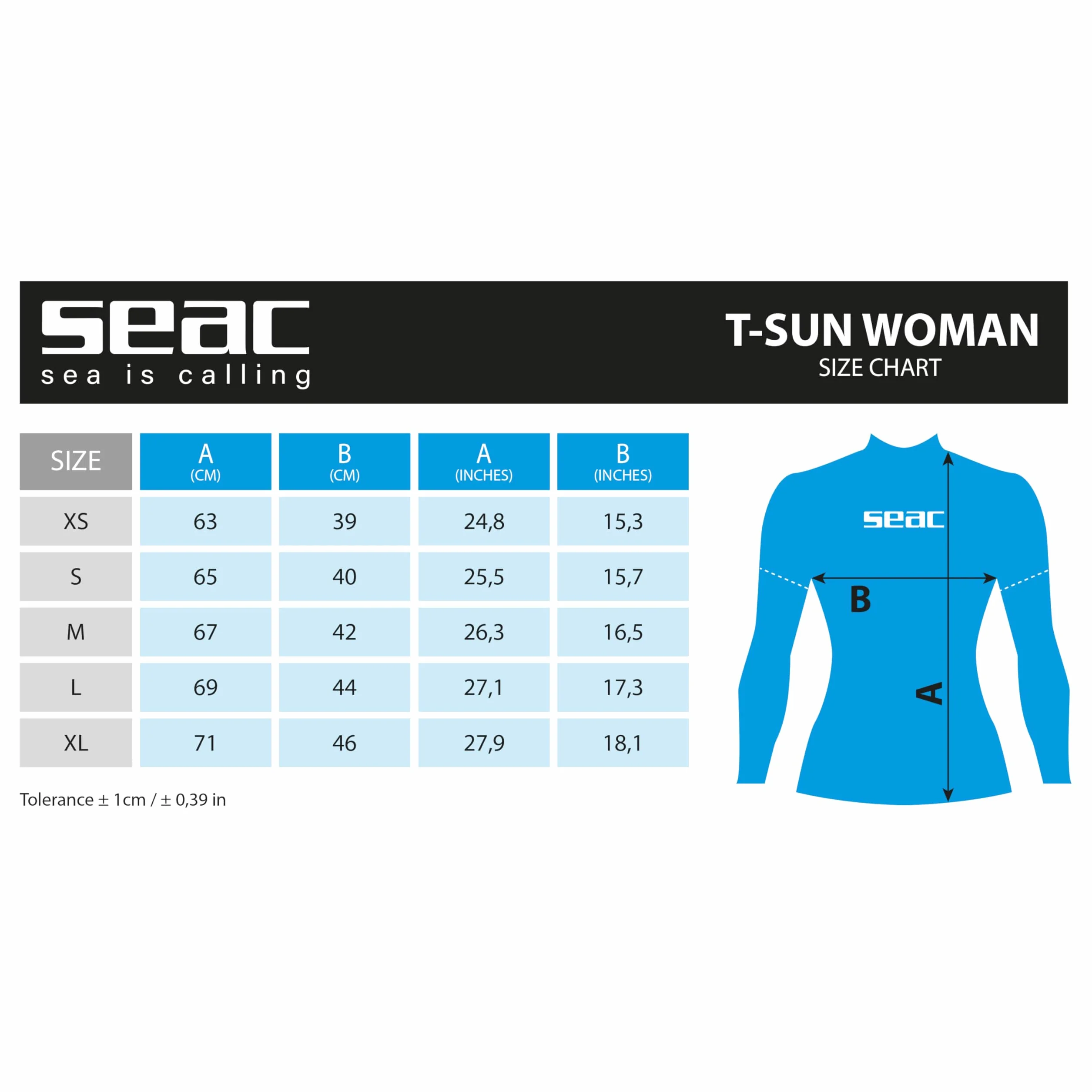 Seac T-Sun Long Lady, Maglia Protettiva Rash Guard per Snorkeling e Nuoto Anti UV