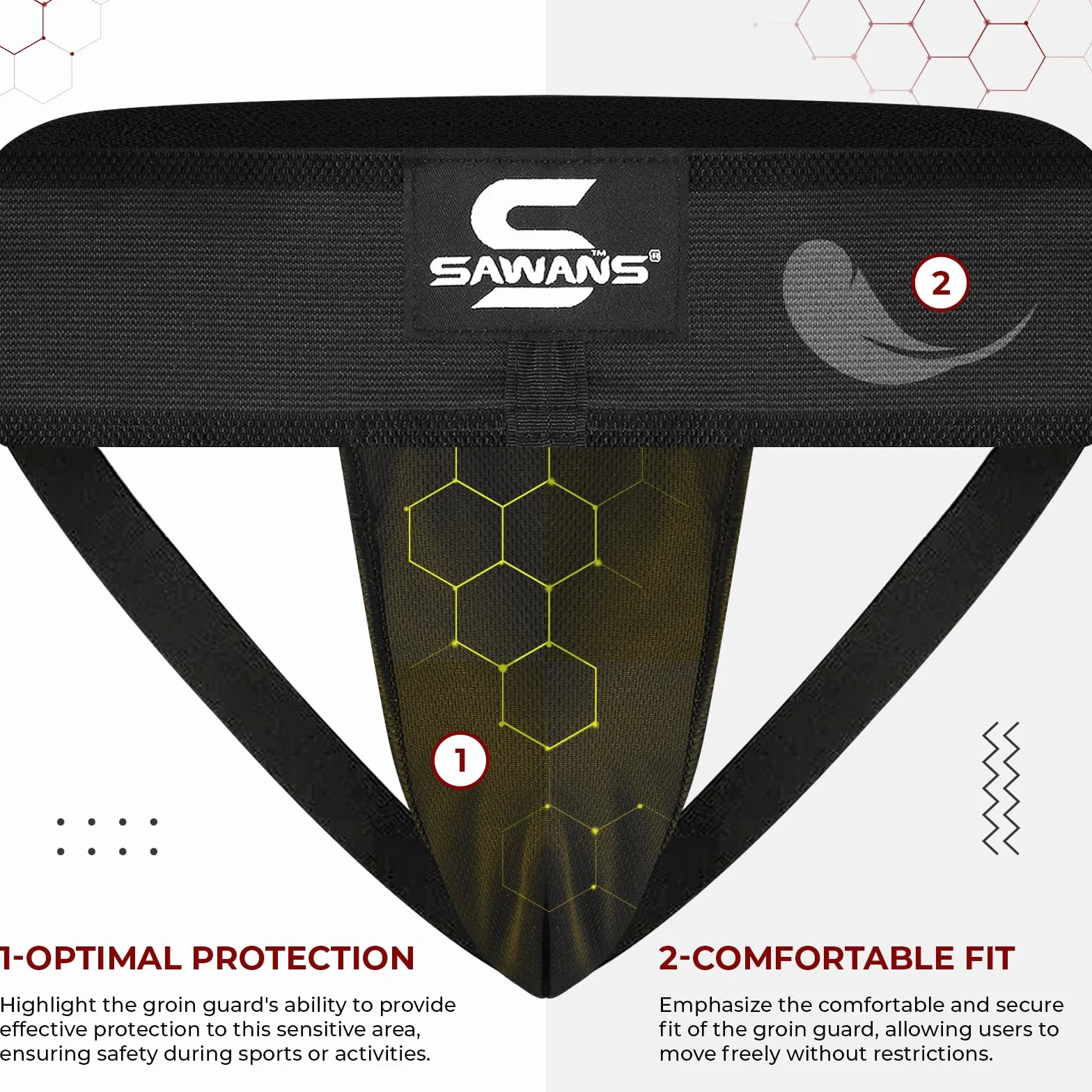 SAWANS Jockstrap Inguine Protector Kickboxing MMA BJJ Traspirante Ventilato
