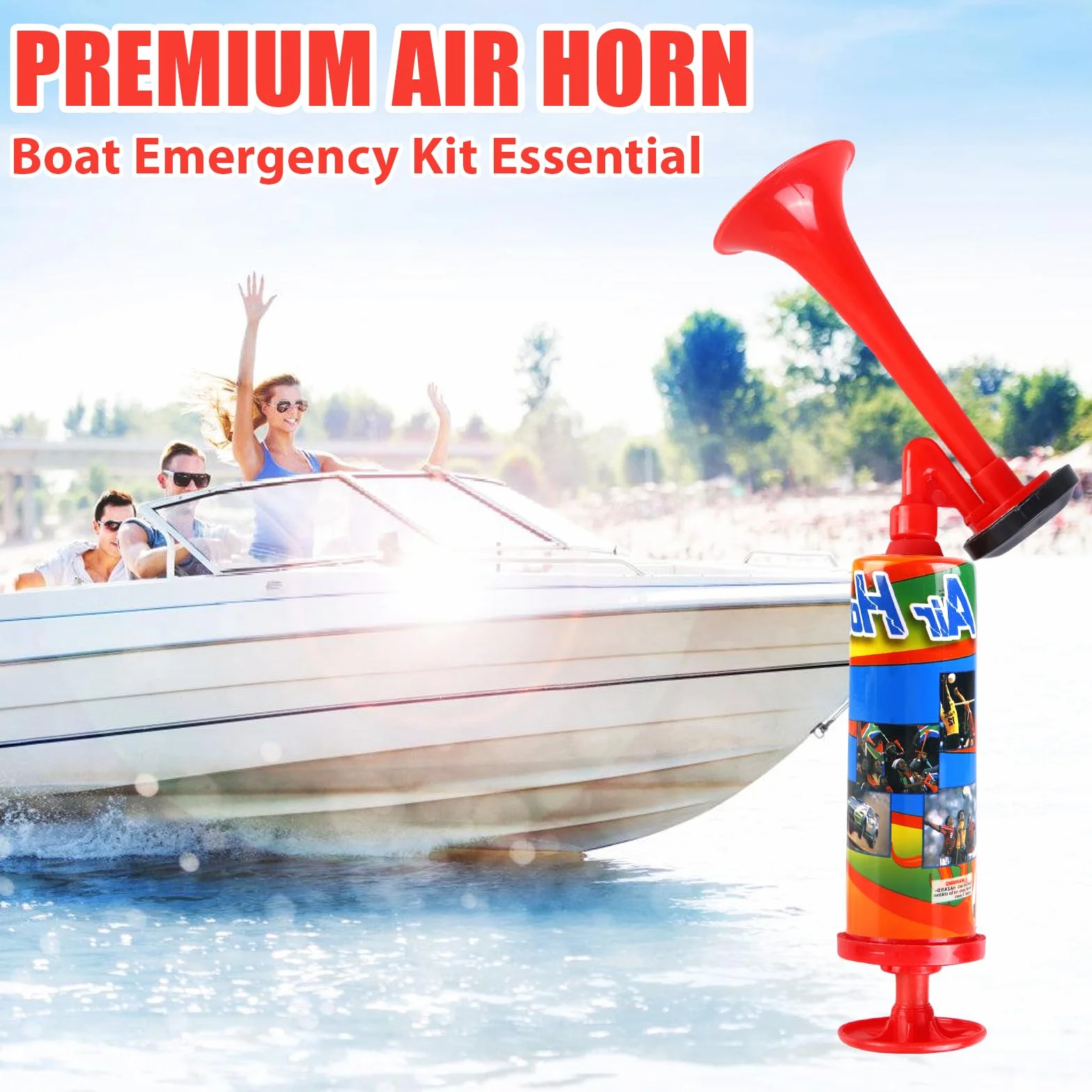 Palmare Air Horn Stadion Trombo, Corno ad Aria Rosso per Feste Eventi Sportivi