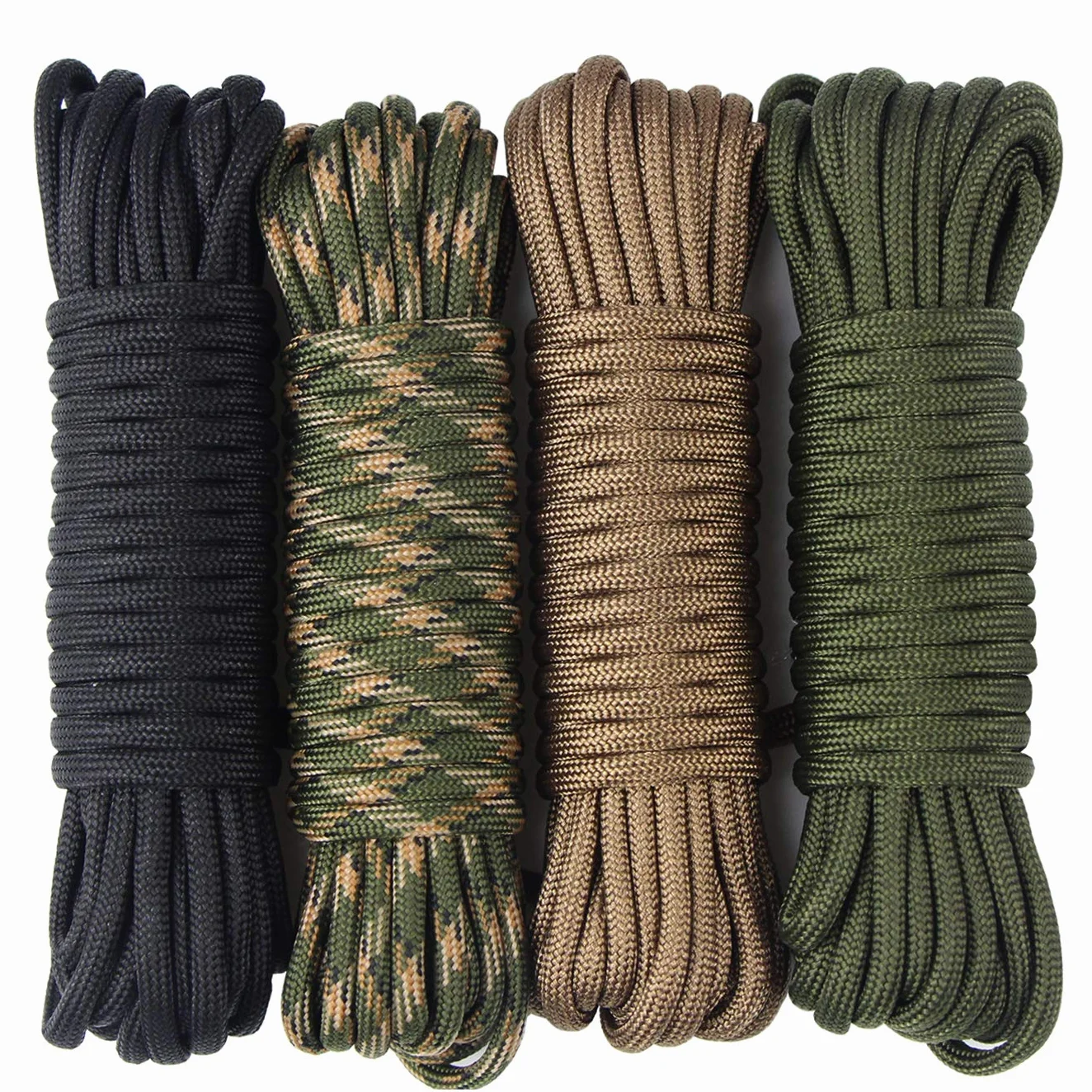 Paracord 4mm Nylon Corda 7 Fili 19ft 6 Metri 4 Colori 76 Piedi