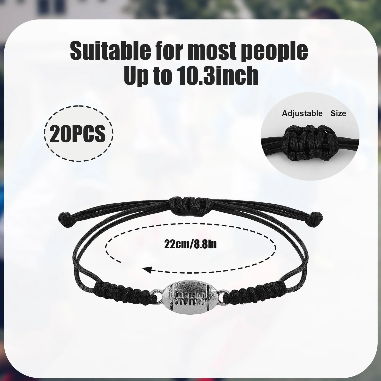 NQEUEPN 20 Pezzi Bracciale Rugby, Bracciale Corda Regolabile Intrecciata Braccialetto Rugby Fascino con Decorazione Ciondolo Rugby per Ragazze Adolescenti Ragazzi Donne Uomini Giocatori