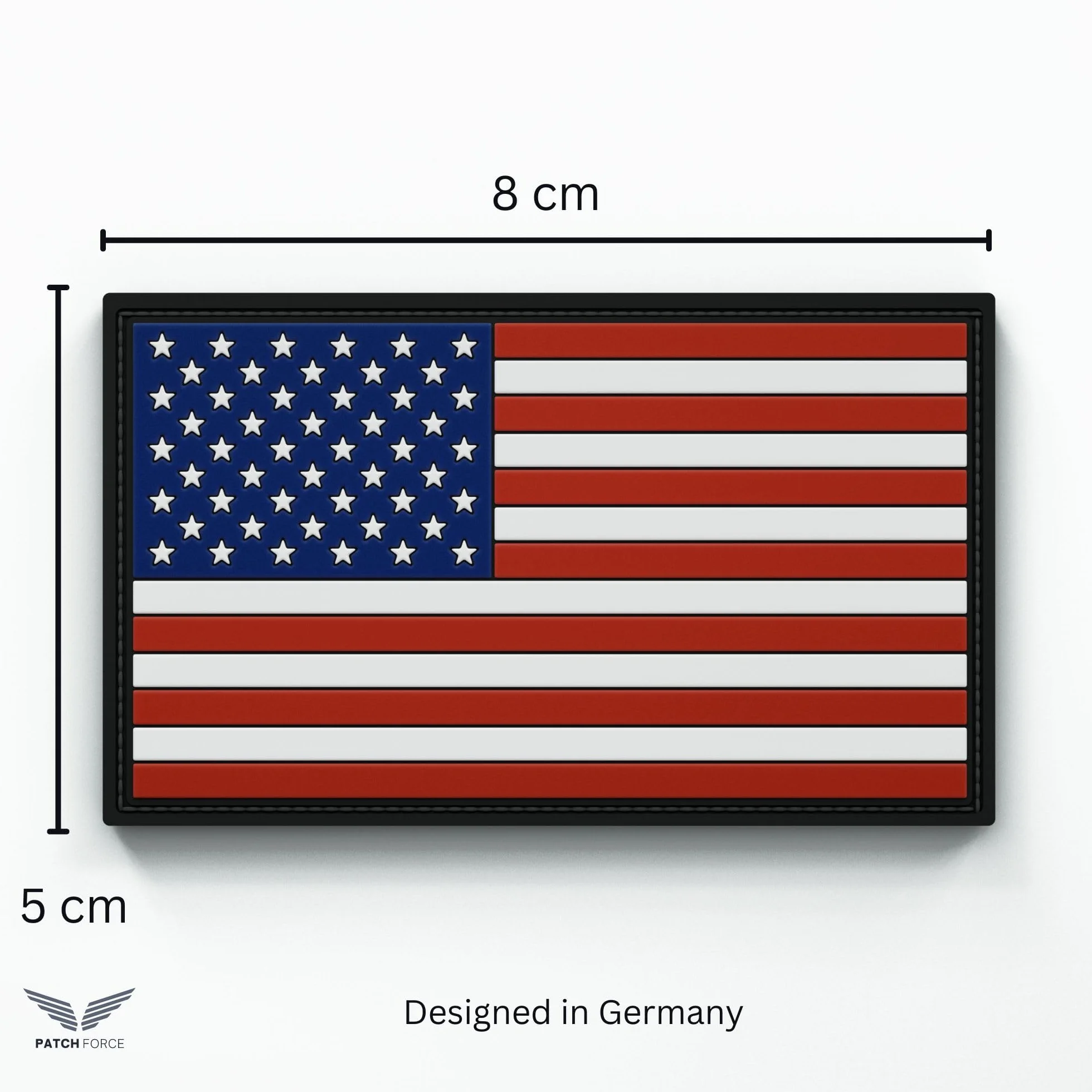 Patch in gomma con bandiera americana, 8 x 5 cm, ideale come distintivo per uniformi, giubbotto protettivo, borsa, giacca o zaino – per esercito federale, polizia e militare