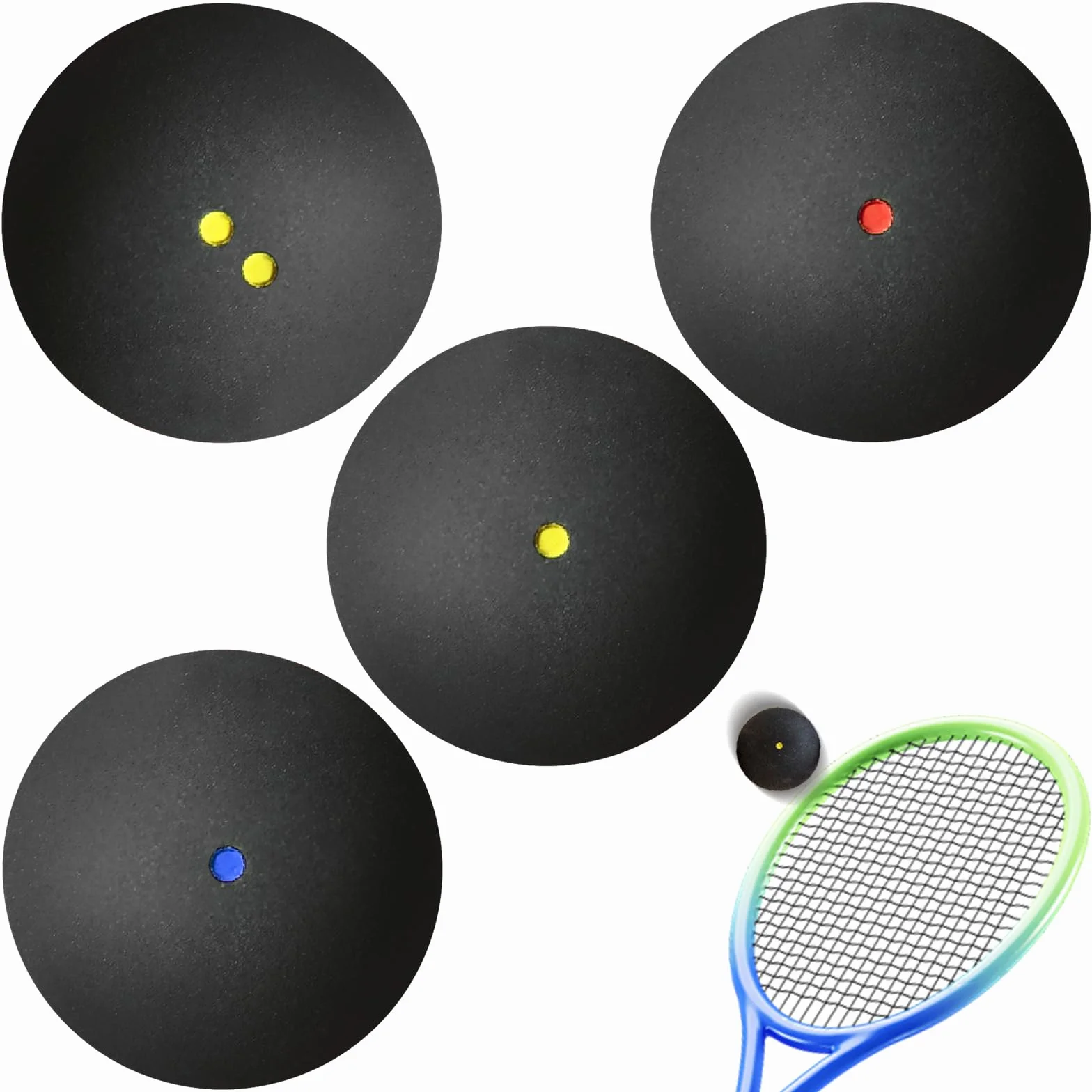 Palline da squash High Bounce, competizione ufficiale, doppi punti gialli, singoli punti gialli