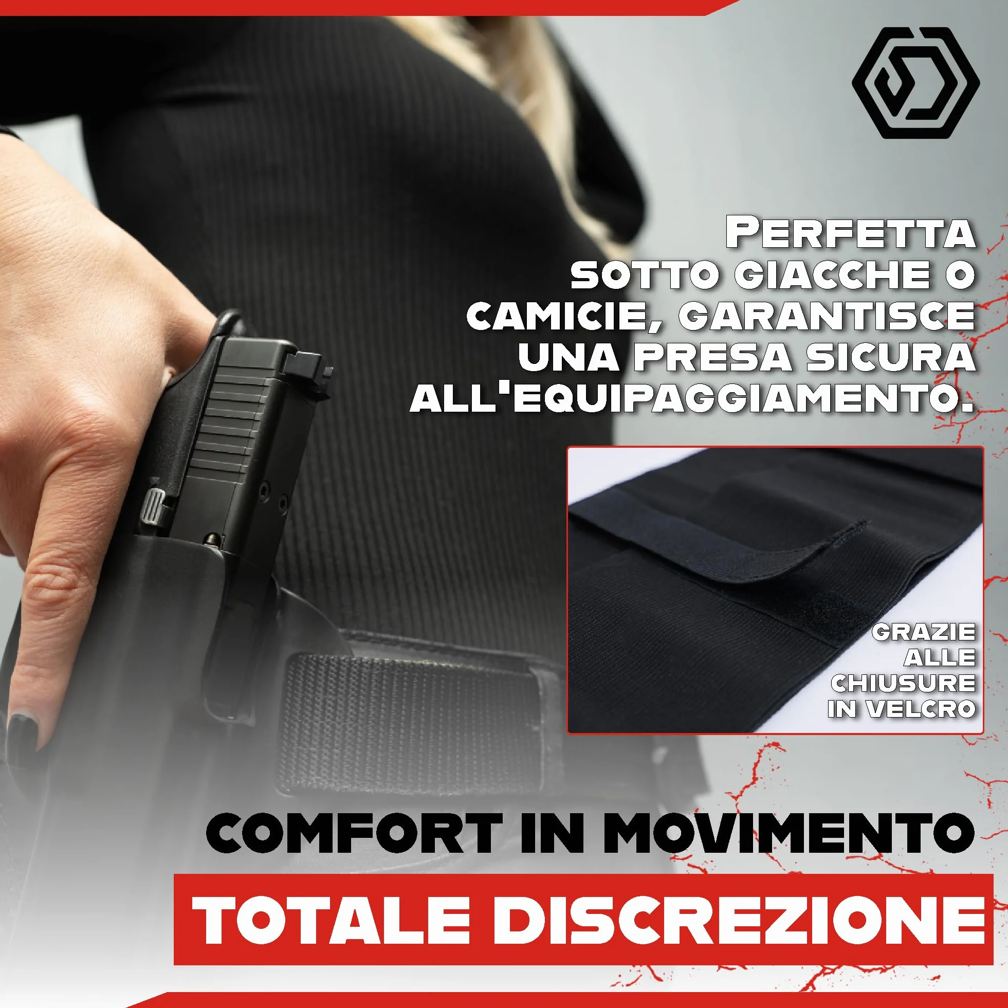 Fondina Pistola Nascosta Elastica Universale Cintura Tattica Antiscippo Multiuso