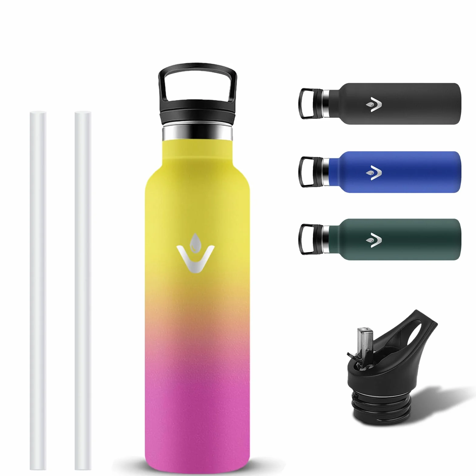 Grsta Borraccia Termica 500ml Senza BPA Acciaio Inox con Cannuccia per Ufficio Ciclismo Corsa