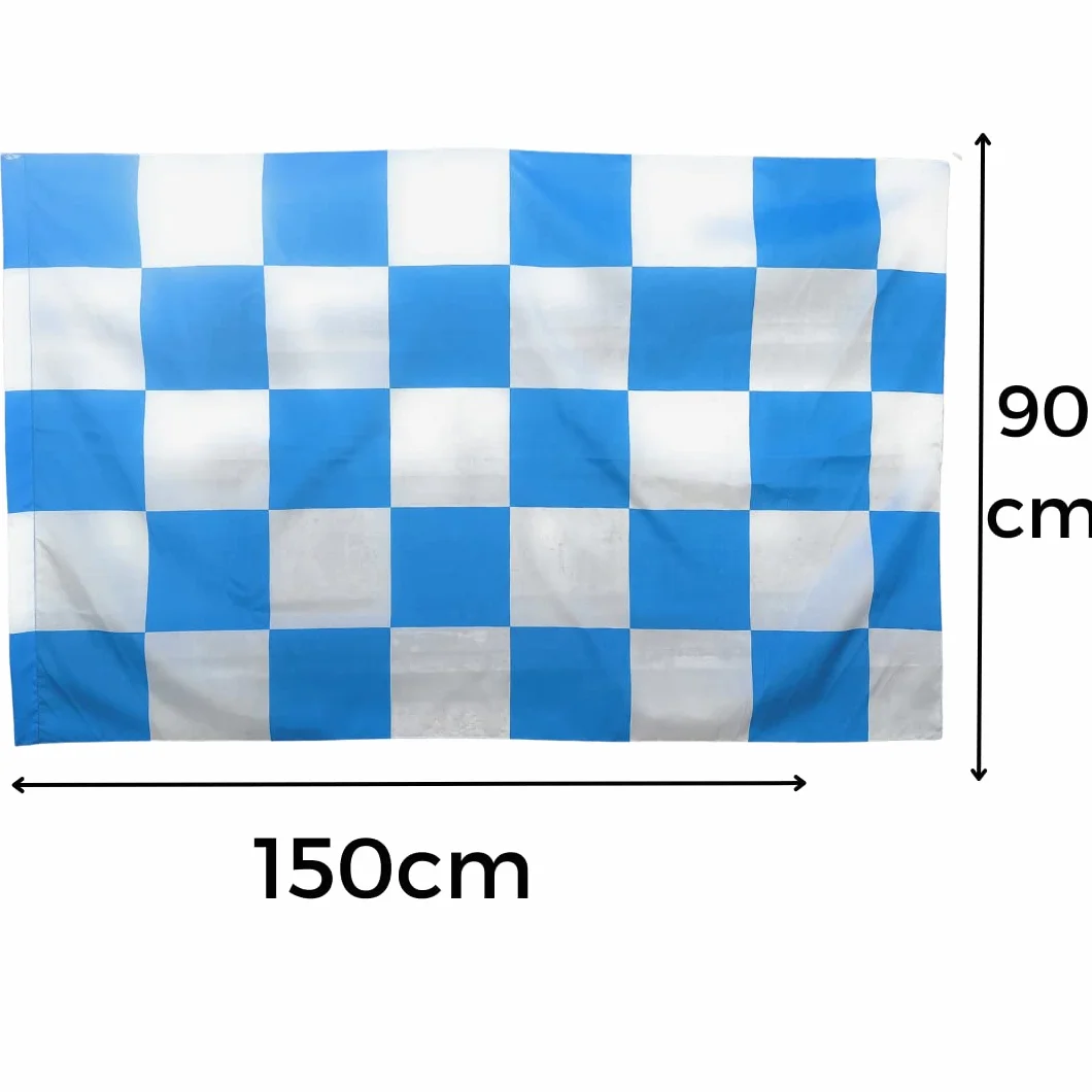 NARAMAKI Napoli Bandiera a Scacchi Bianco e Azzurri 90x150cm con Passante per Asta - Bandiera Italiana - Tifosi - Calcio (Bandiera Scacchi)