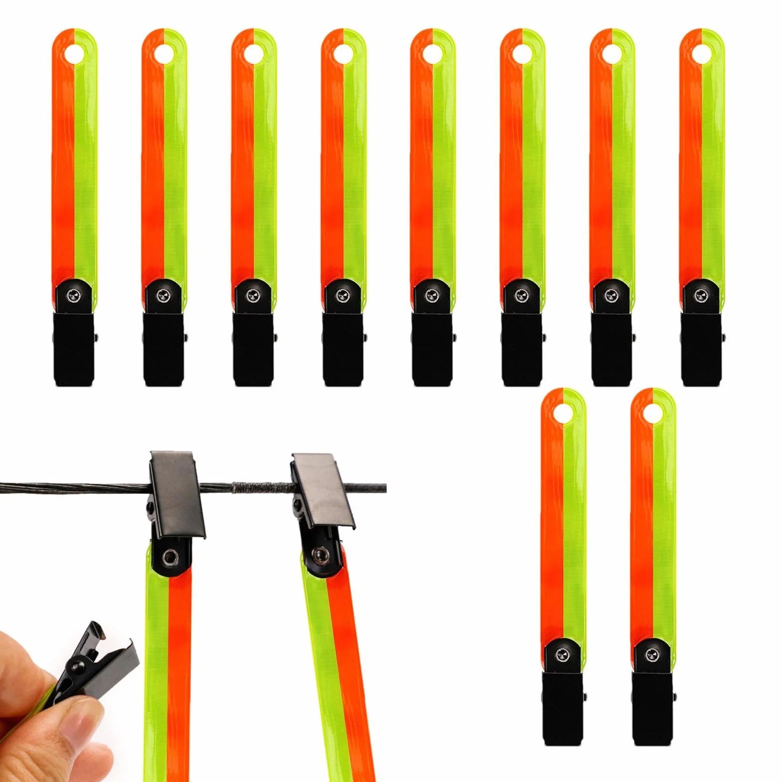 Segnavia per Alberi ad Alta Visibilità 12 Pezzi con Clip Riflettenti PVC Impermeabile per Escursioni