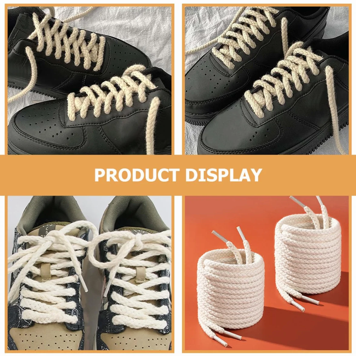Abaodam Lacci per Scarpe Intrecciati Spessi in Poliestere 120 CM Set da 2 Lacci Decorativi e Multifunzionali per Scarpe Sportive e Stivali per Uso Quotidiano e Outdoor