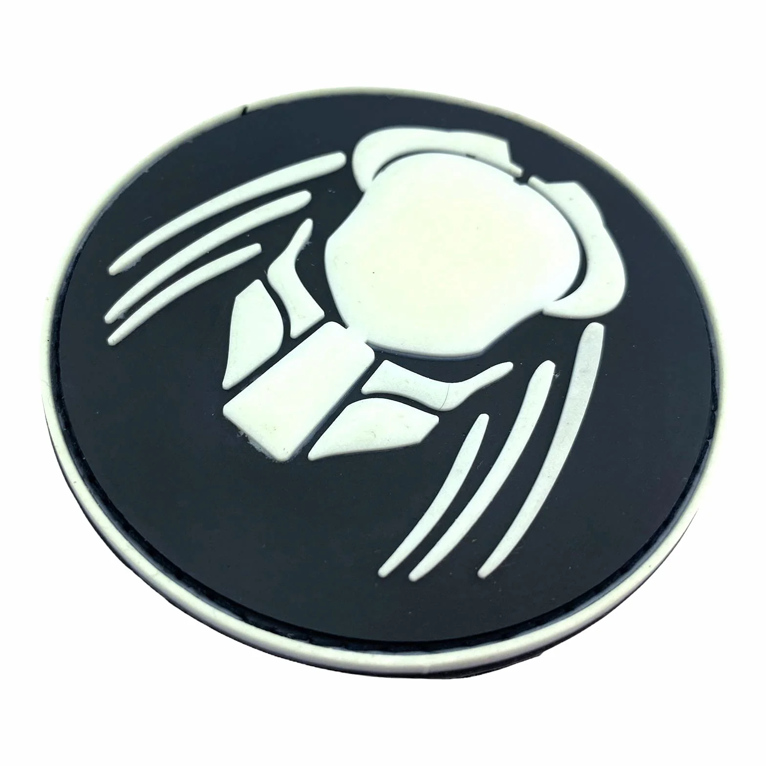 Patch Nation Toppa rotonda in PVC per airsoft, paintball, cosplay, fan (nero che si illumina al buio)