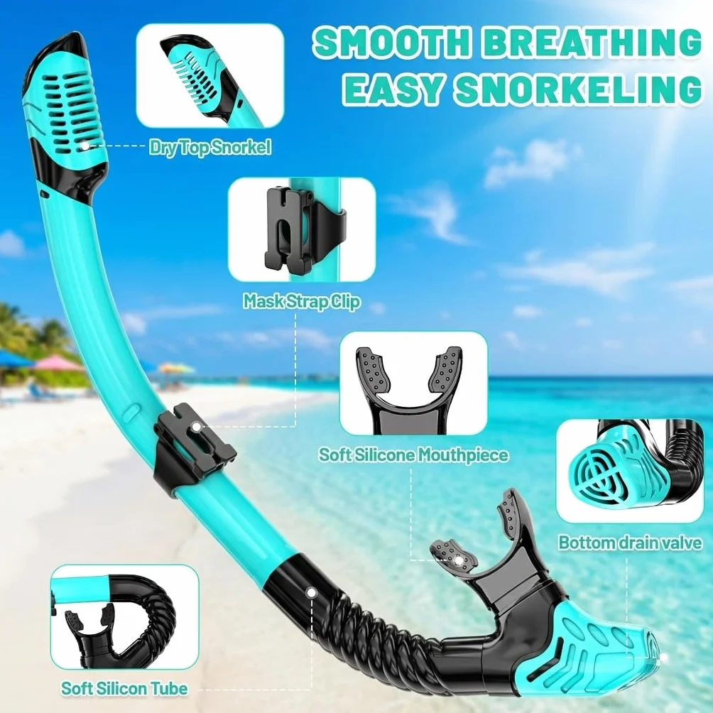 Maschera Snorkeling Panoramica 180° Set per Snorkeling con Maschera e Boccaglio Anti-Fog & Anti-Perdite Maschera Subacquea Snorkel Set Maschera Sub Regolabil per Unisex Adulto