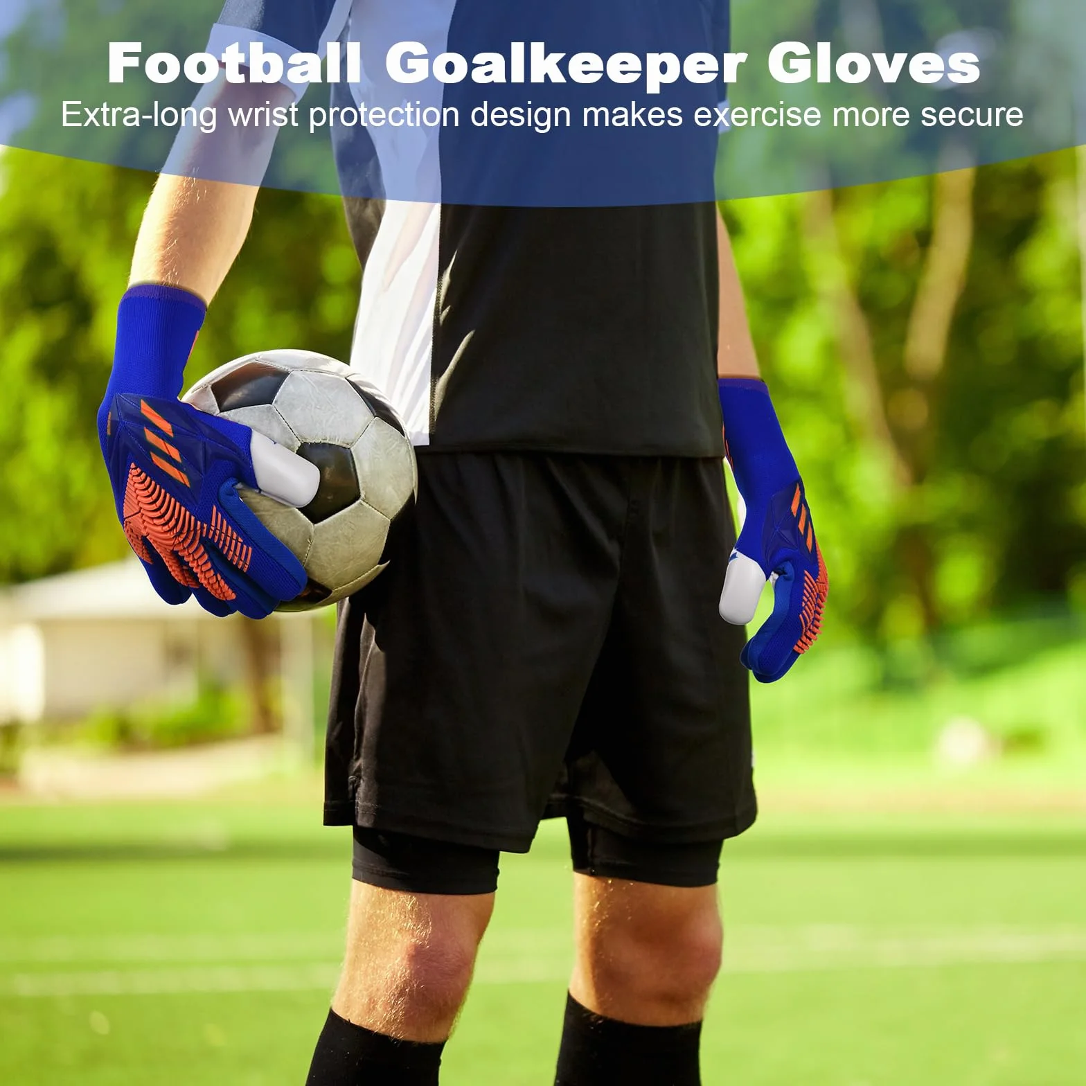 flintronic Guanti da Calcio Portiere per Adolescente, Guanti da Allenamento con Doppia Protezione del Polso, Taglie 7