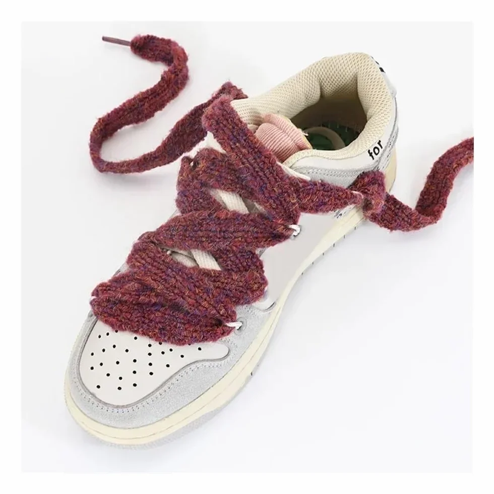 Lacci per scarpe da ginnastica in mohair colorati a strato singolo, 1,8 cm, larghi, piatti, in peluche, per scarpe da donna, accessori