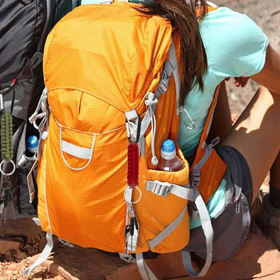 4 Pezzi Portachiavi Paracord con Moschettone Portachiavi con Chiusura a Chiave D Ganci Appendini Keychain per Campeggio Pesca Trekking o Viaggio Ganci appendini Kit di Sopravvivenza Esercito