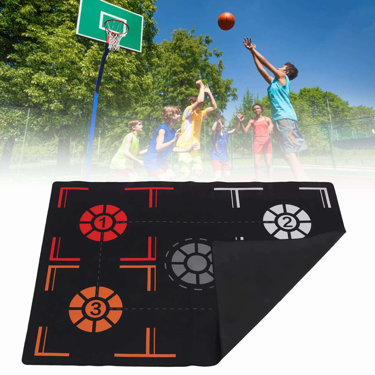 MM Basket Mat di allenamento in gomma nera per bambini