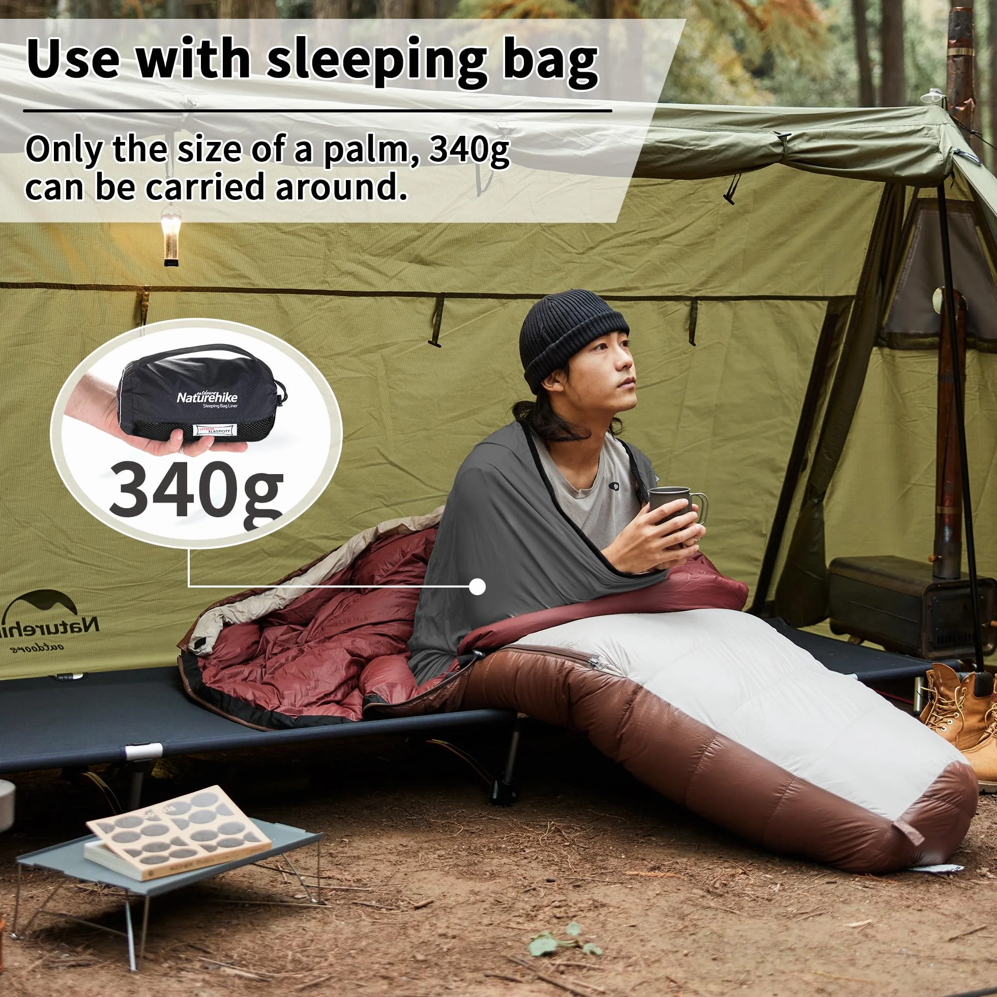 Naturehike Sacco a pelo ultraleggero 390 g Sleeping Bag Liner per backpacking