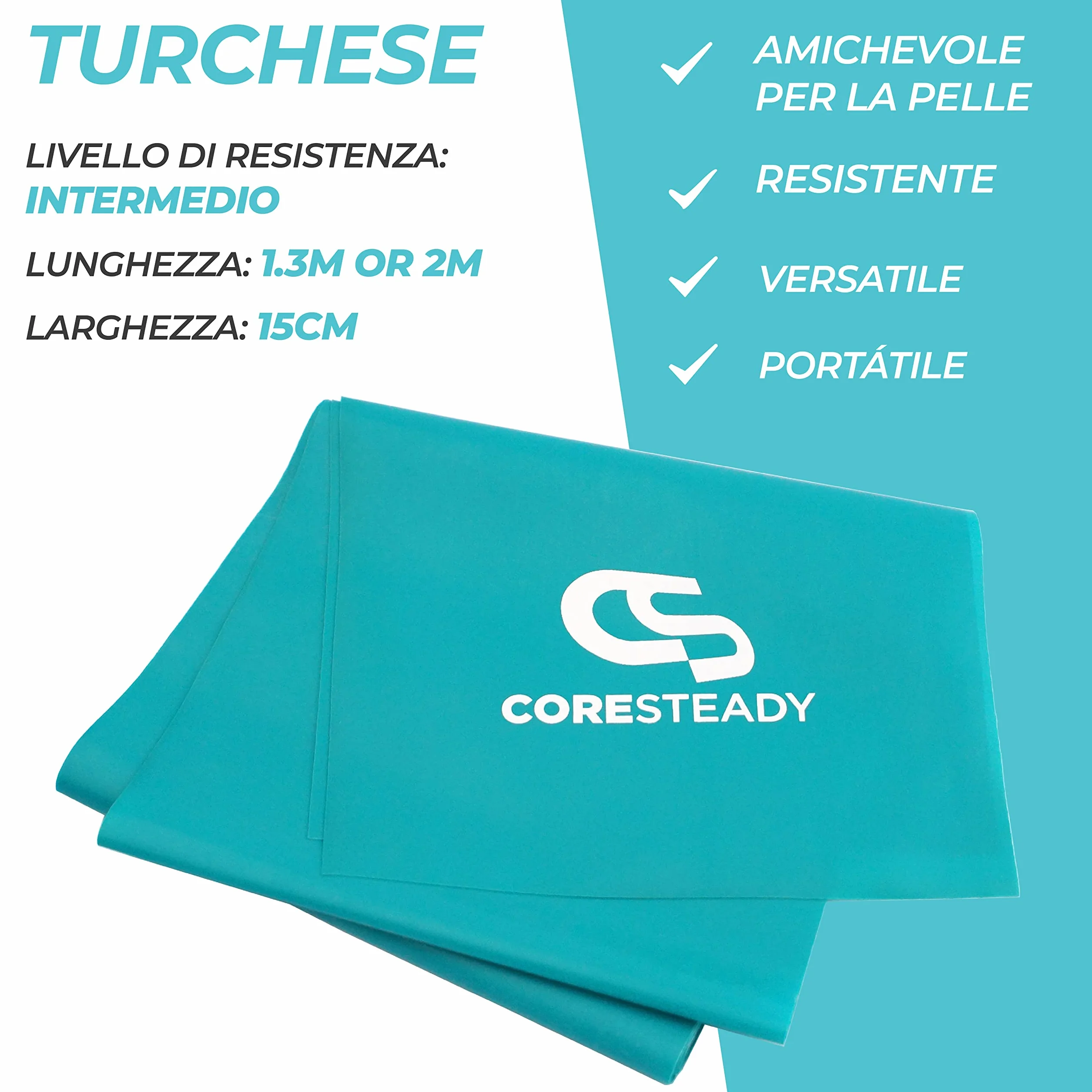 Elastico Fitness Pilates Fasce Elastiche Fisioterapia Yoga Elastici Palestra Forza Set con e-Guida