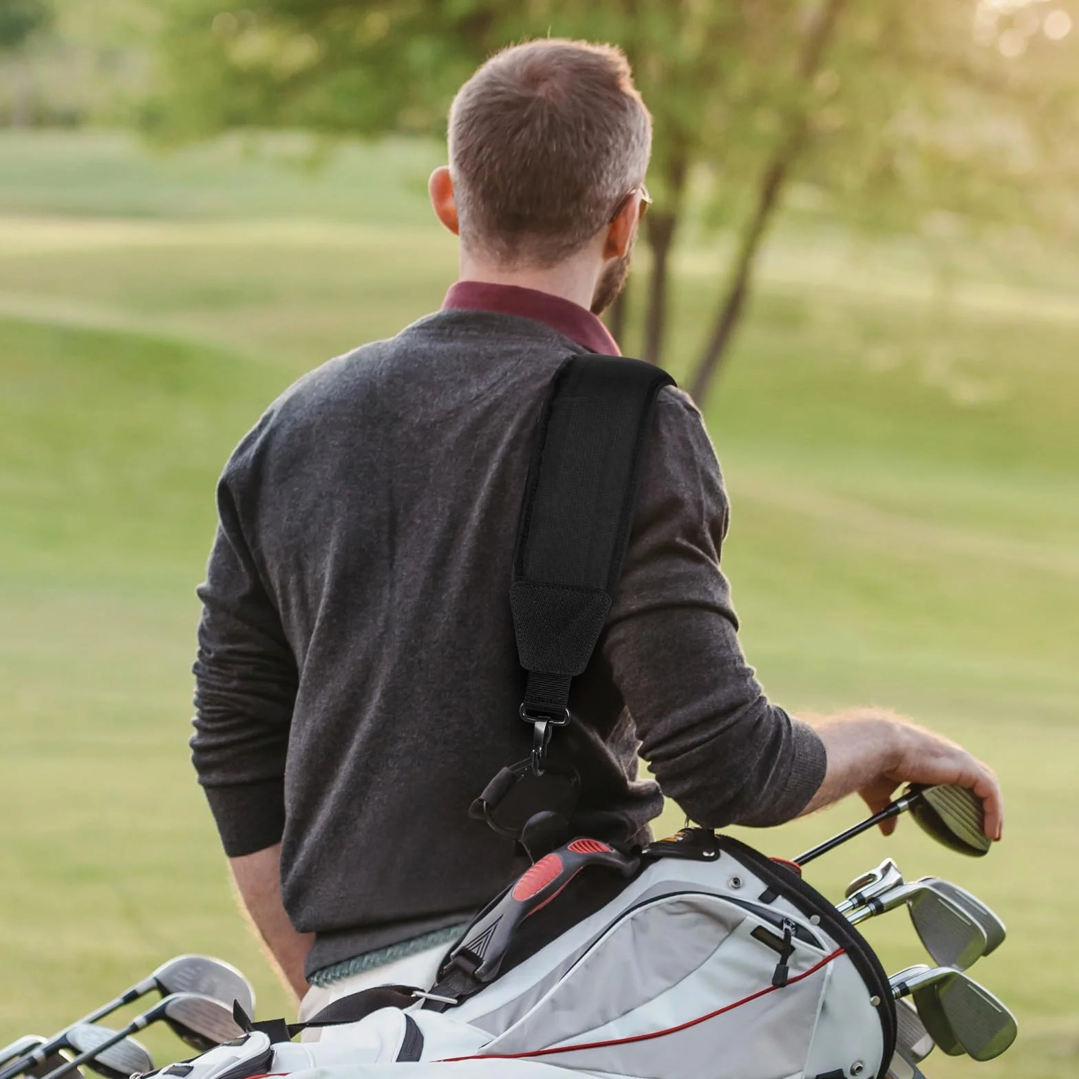 Tracolla singola da golf, borsa da golf imbottita, cinghie regolabili, ricambio universale